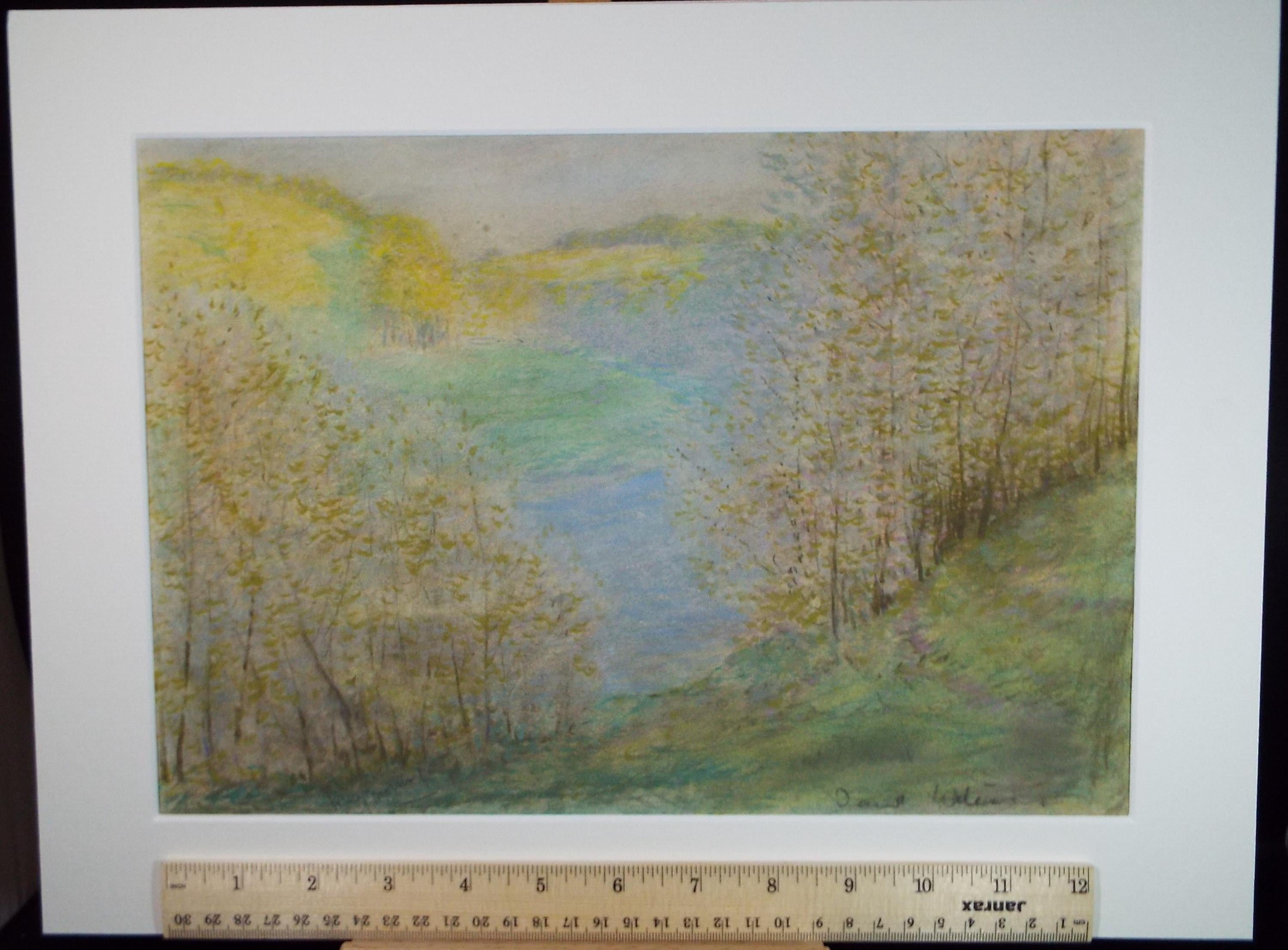 Original Pastel Drawing, 'River Landscape', David Waterson RE FSA (1870-1954)