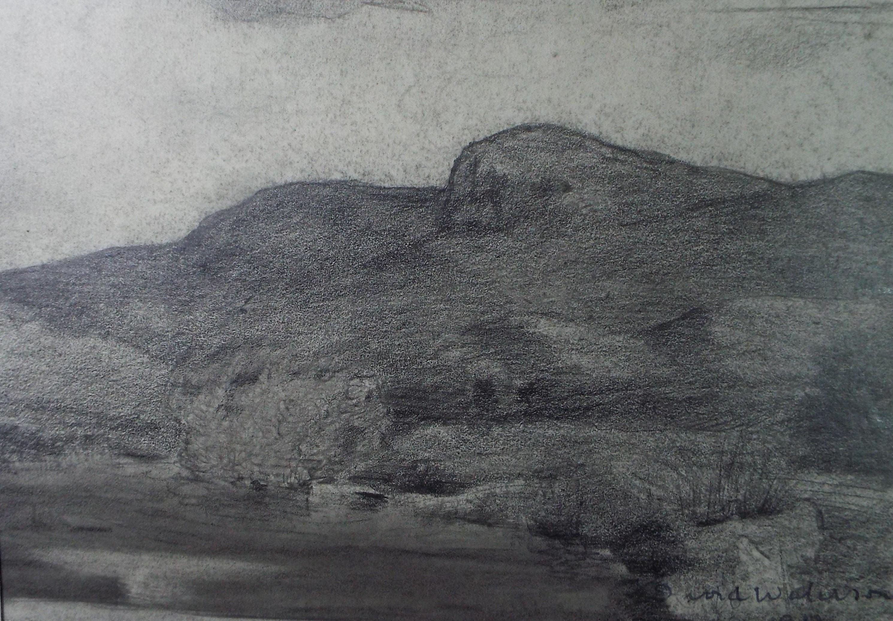 Original Pencil Drawing, 'Pool in the Sidlaws, David Waterson RE FSA (1870-1954), dated 1919