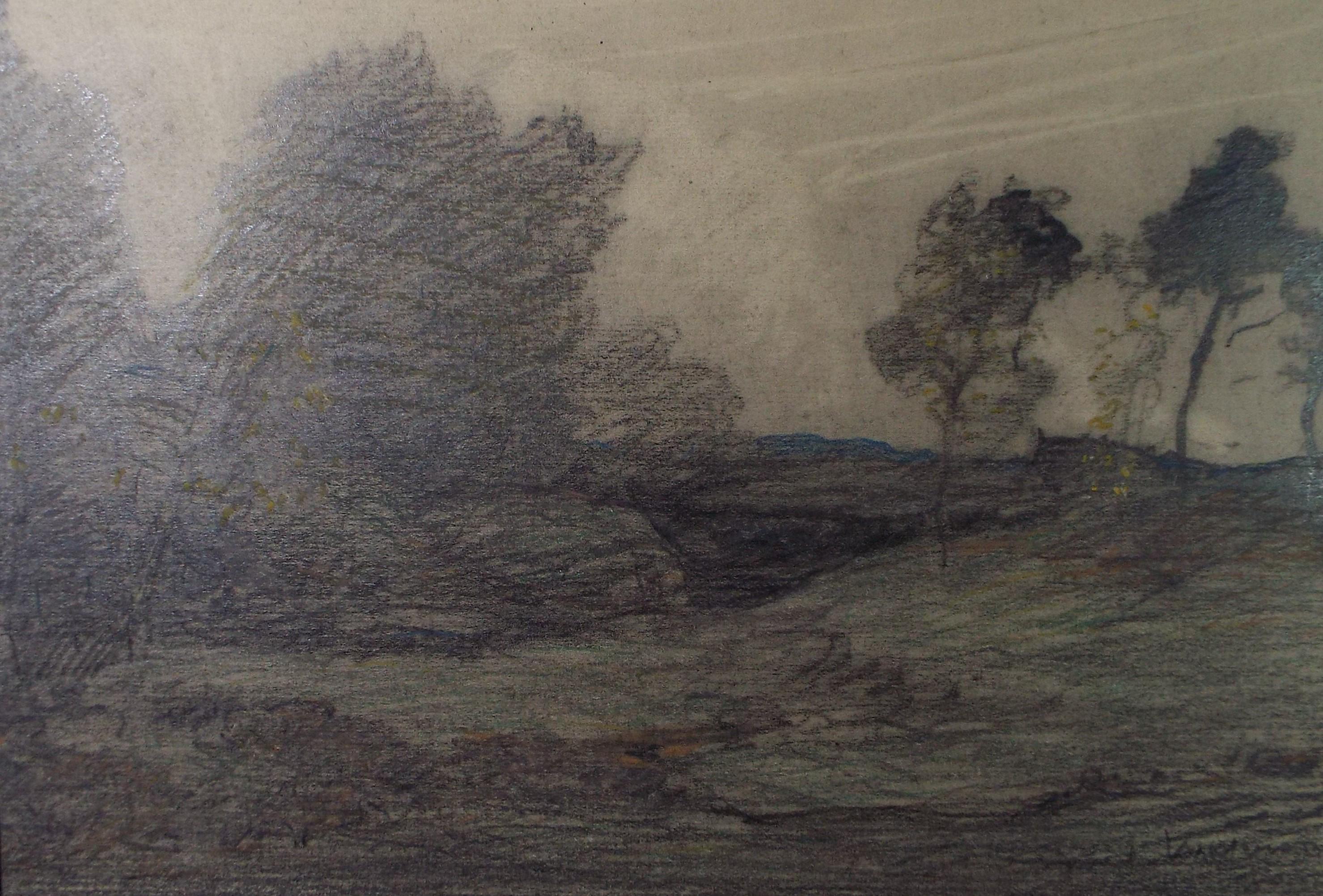 Original Pencil Drawing, 'Red Bracken', David Waterson RE FSA (1870-1954) circa 1920's