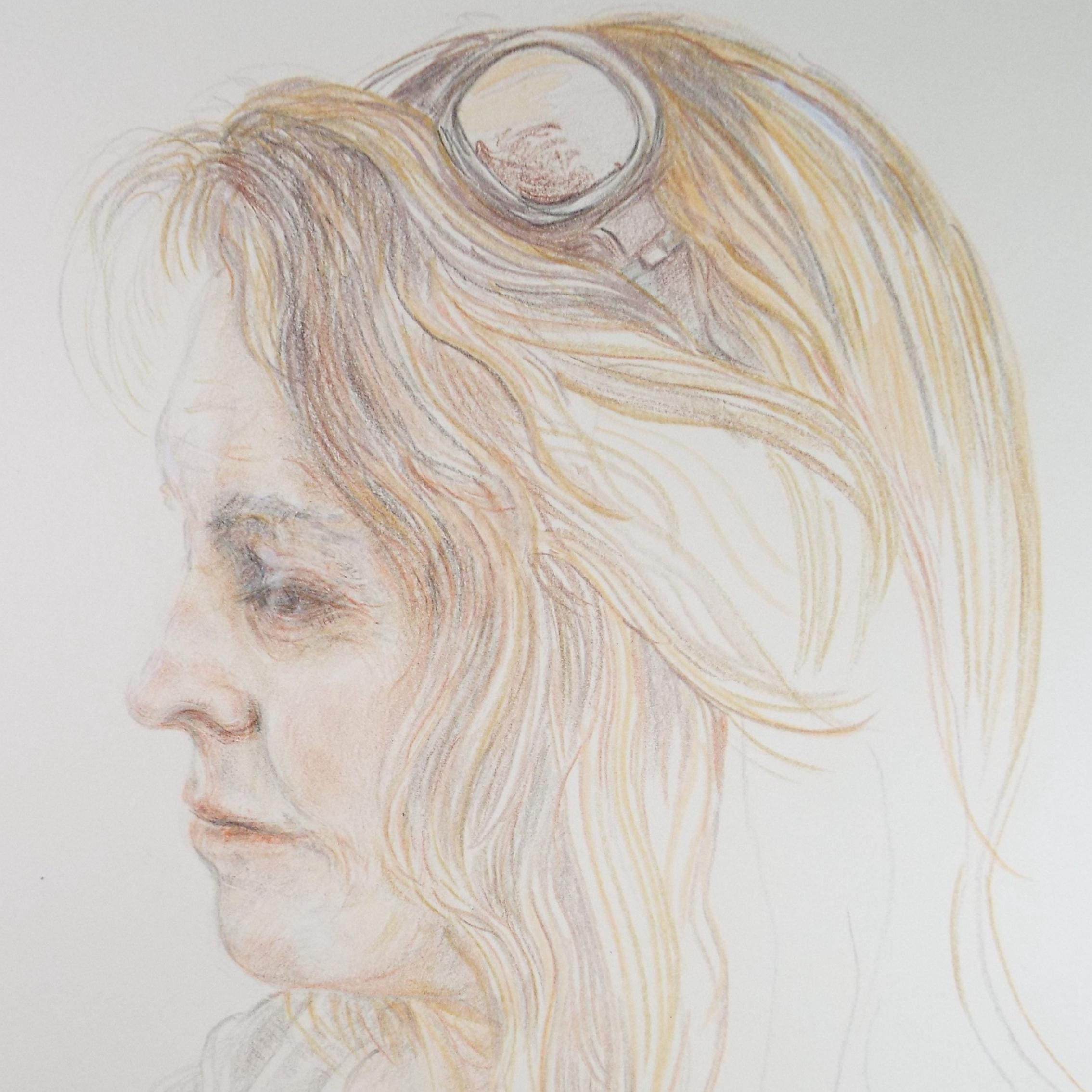 Original Pencil Drawing,'Portrait of a Woman', circa 1990's