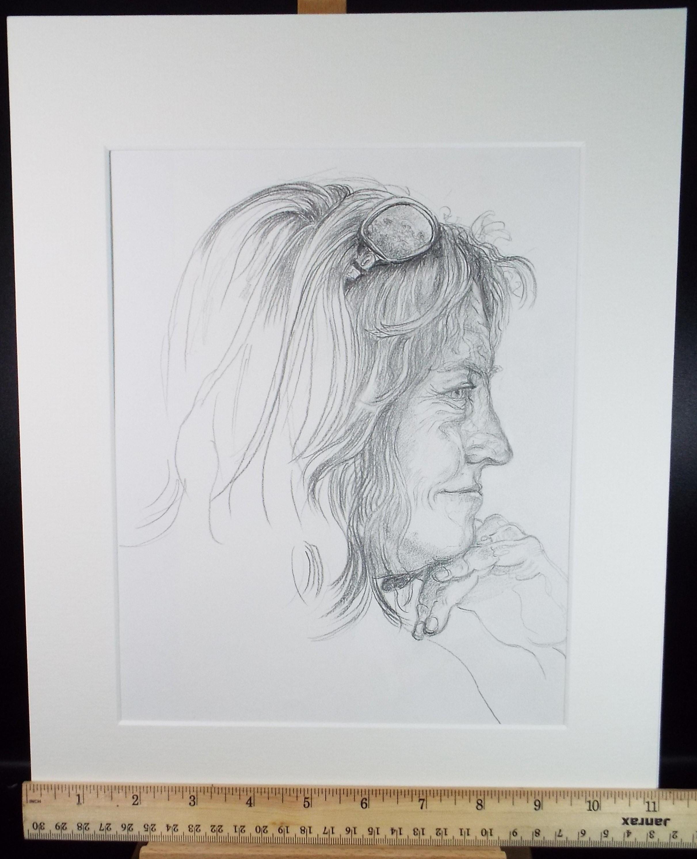 Original Pencil Drawing,'Portrait of a Woman', circa 1990's