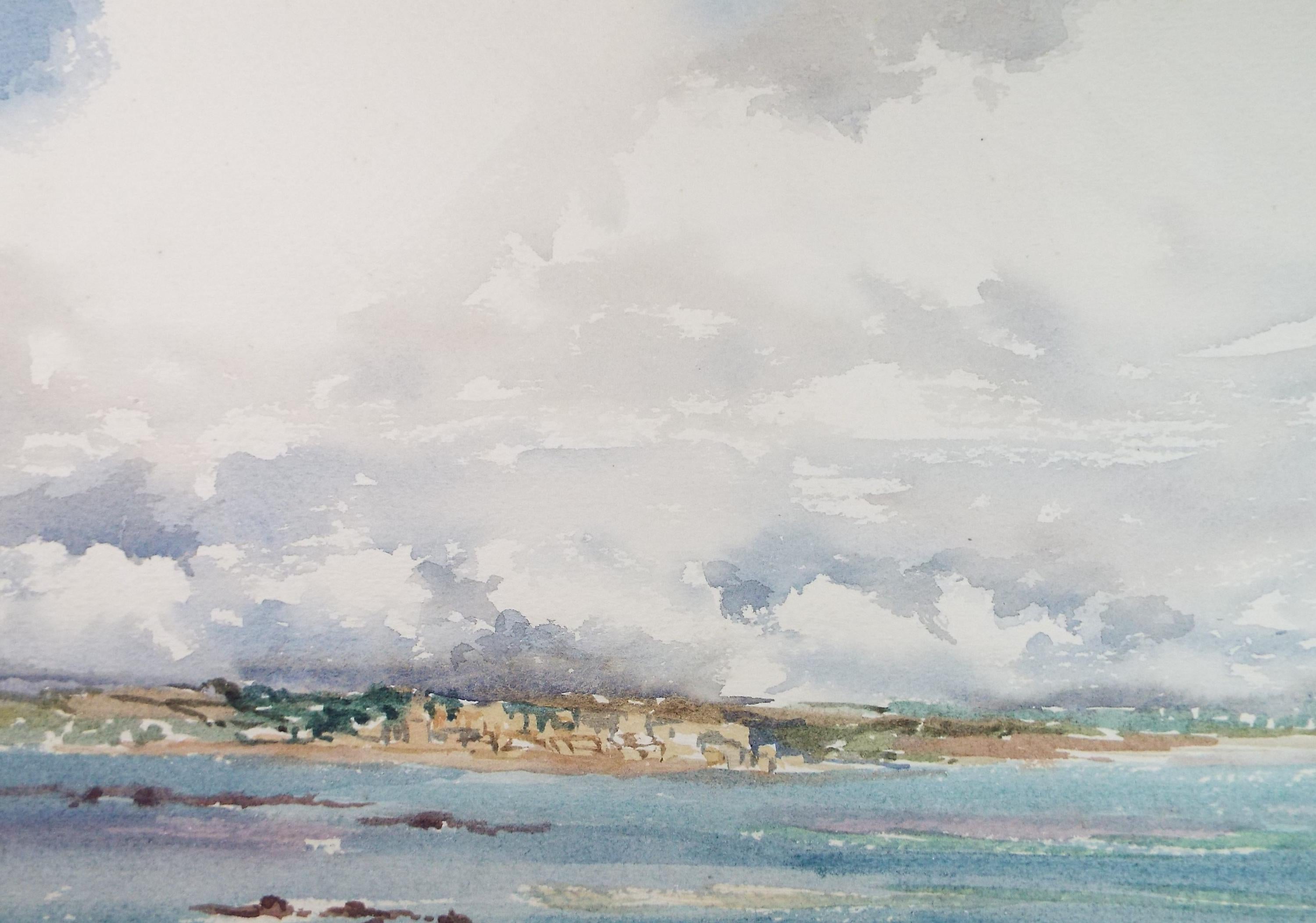 Original Watercolour, 'Coastal Landscape', Gwen Rayner, c1970's