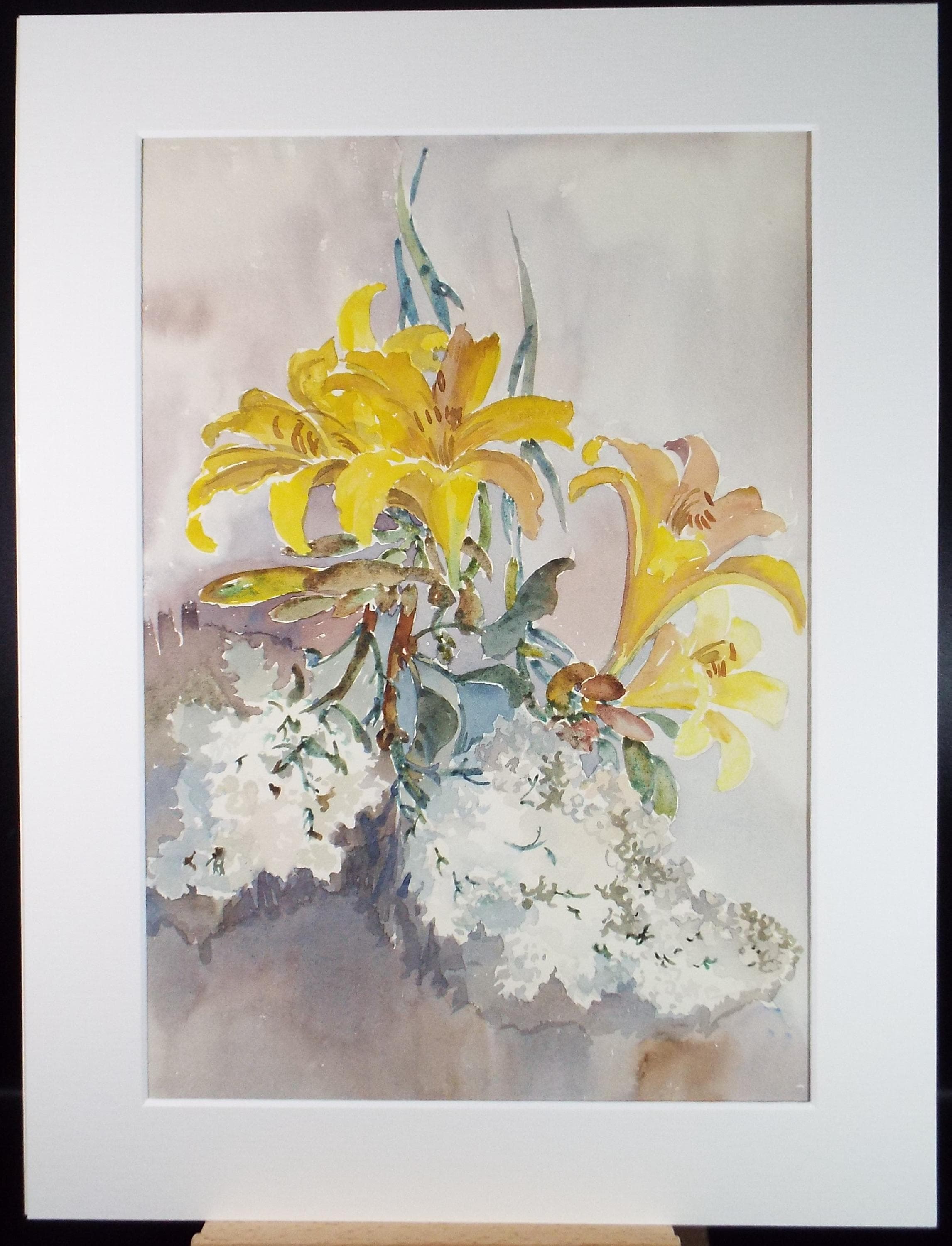 Original Watercolour, 'Lily study', Gwen Rayner, c1970's