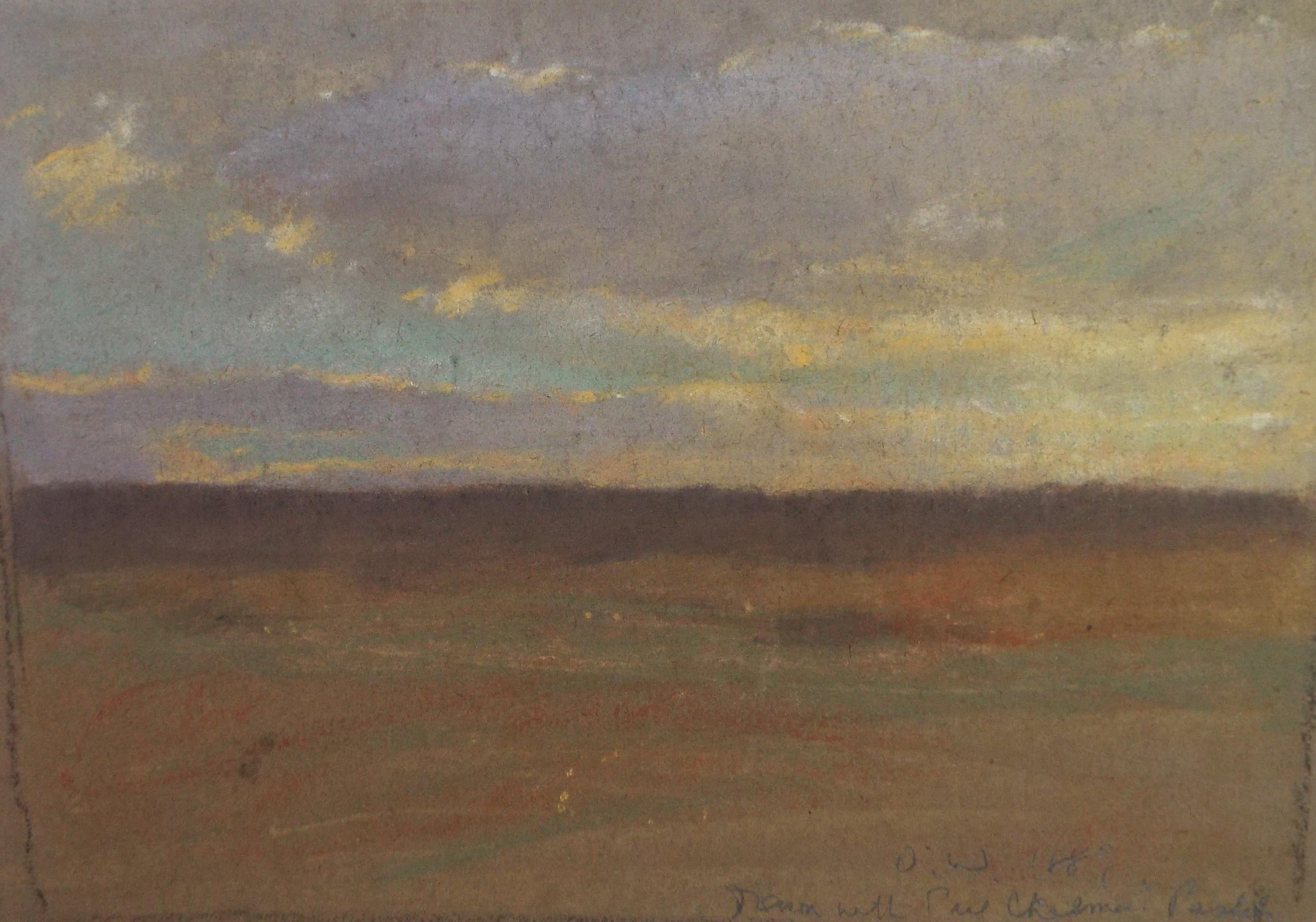 Original Pastel Drawing, 'Autumn Landscape', David Waterson RE FSA (1870-1954), Dated 1889