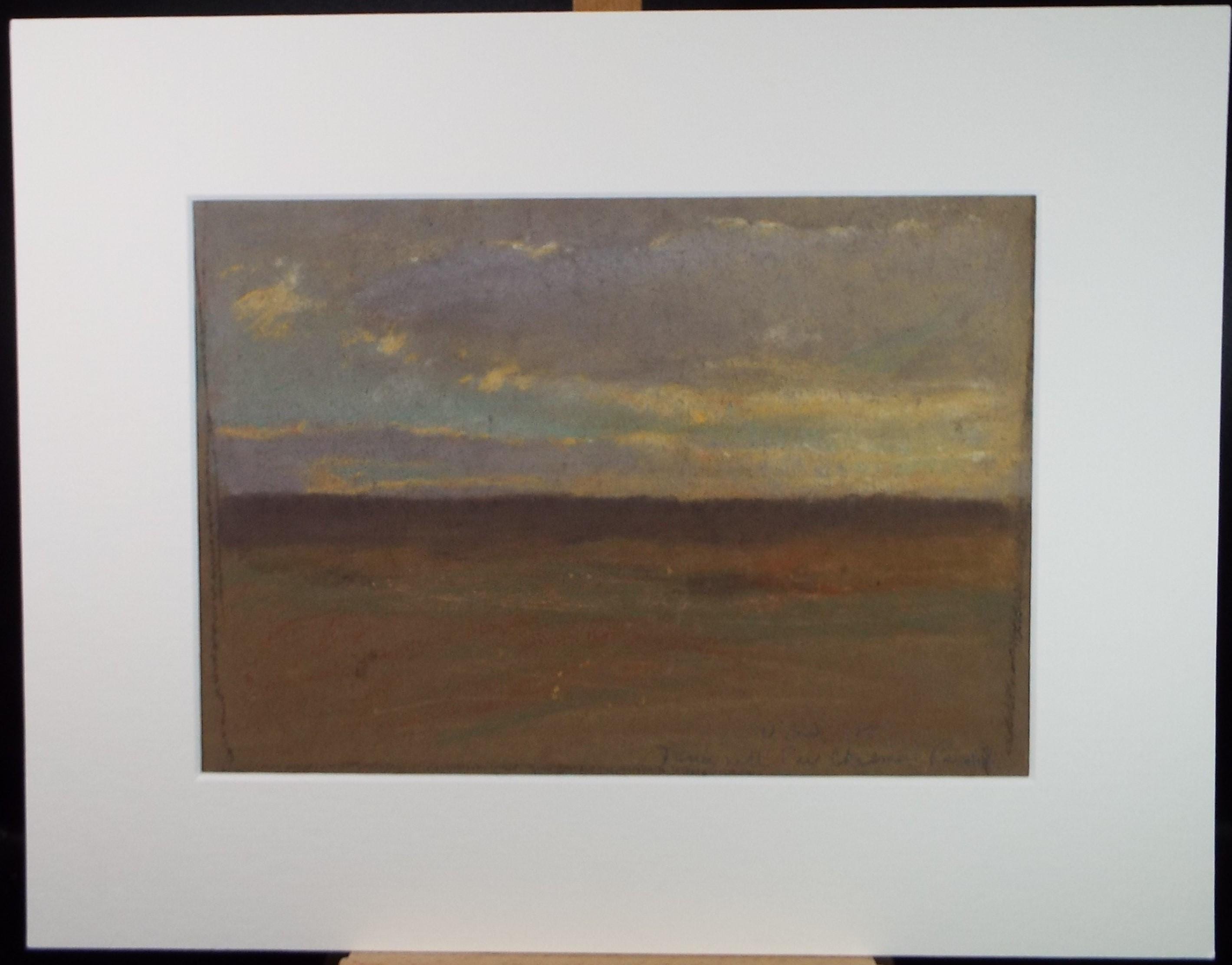 Original Pastel Drawing, 'Autumn Landscape', David Waterson RE FSA (1870-1954), Dated 1889