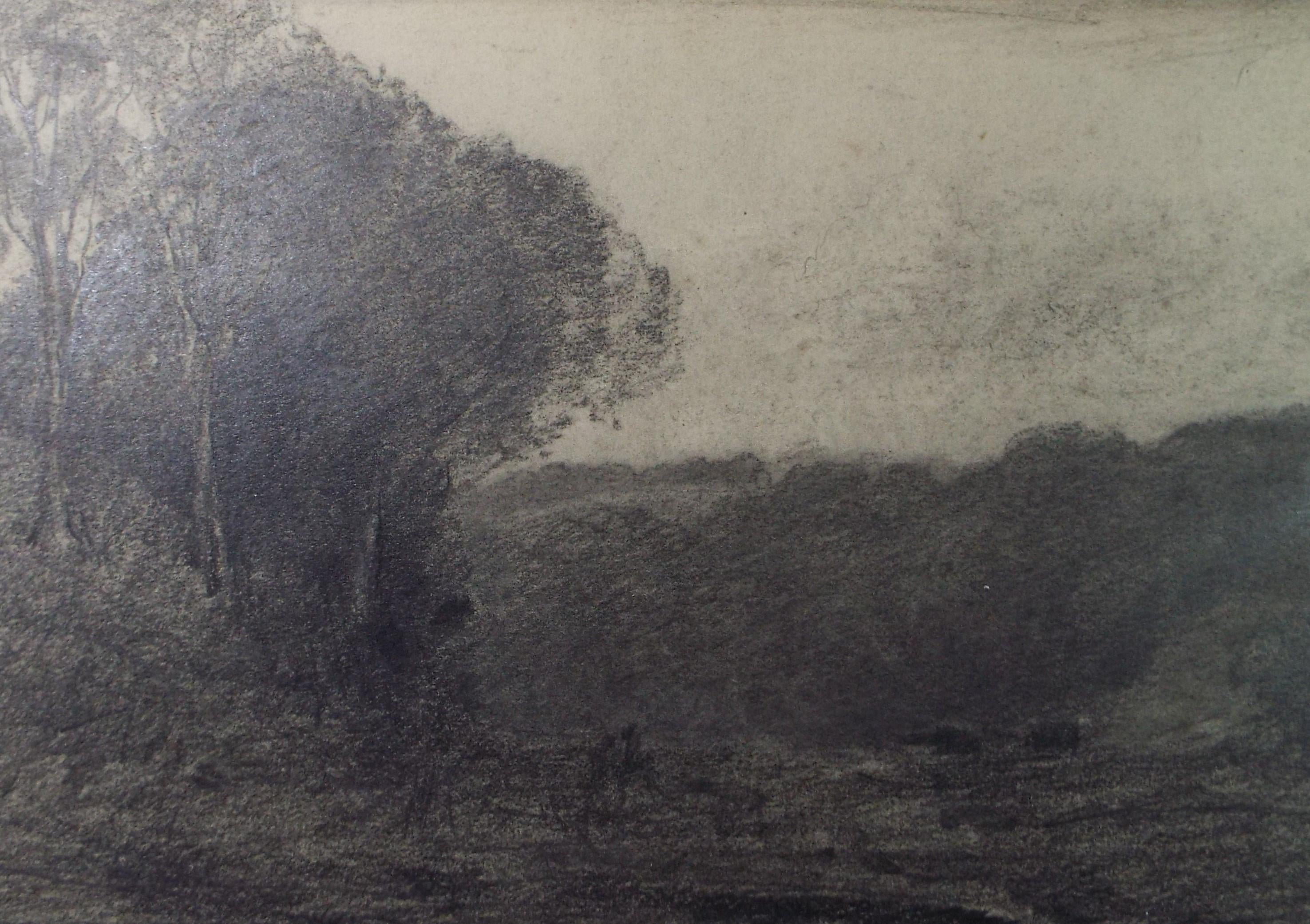 Original Pencil Drawing, 'Landscape with Trees', David Waterson RE FSA (1870-1954) Dated 1904