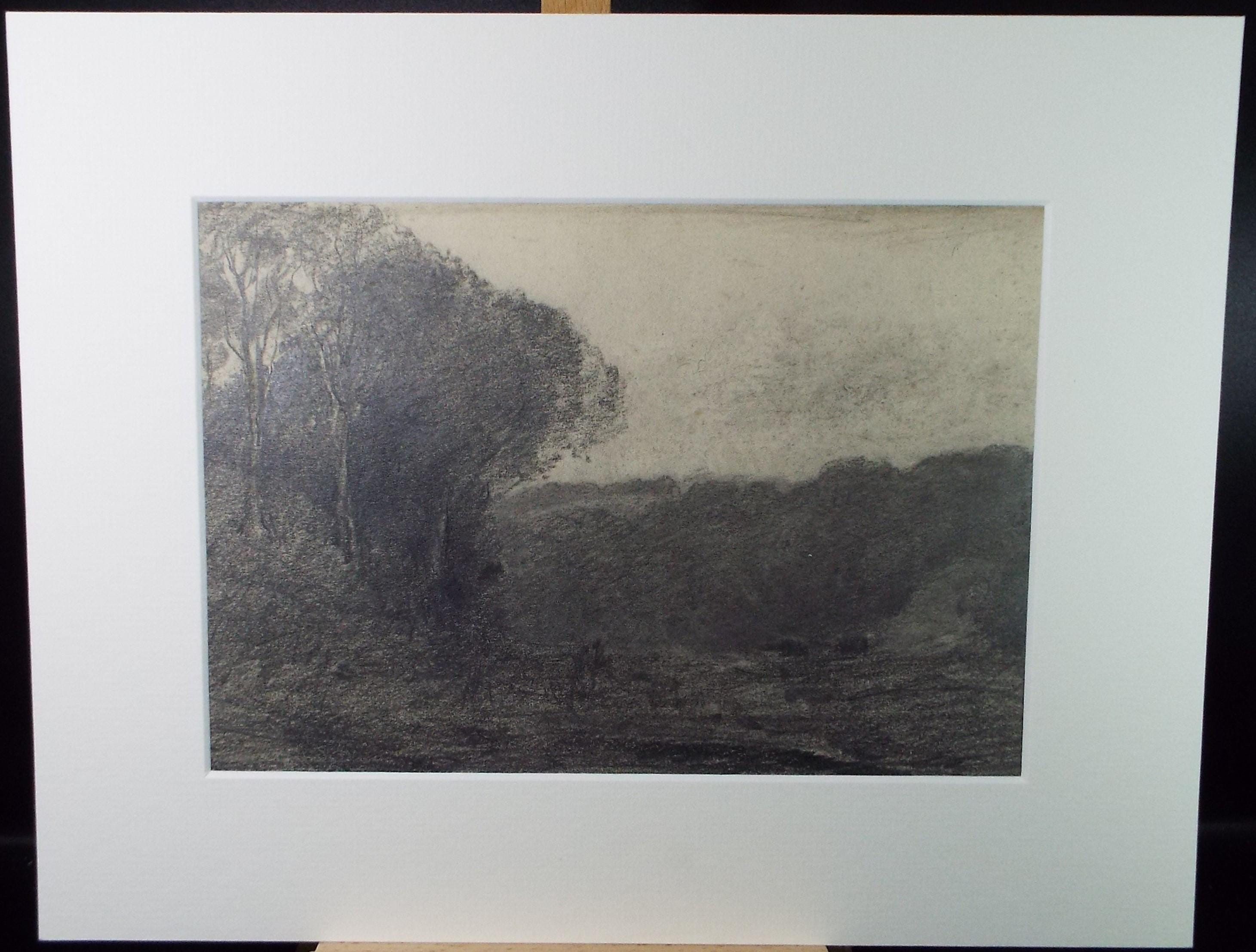 Original Pencil Drawing, 'Landscape with Trees', David Waterson RE FSA (1870-1954) Dated 1904