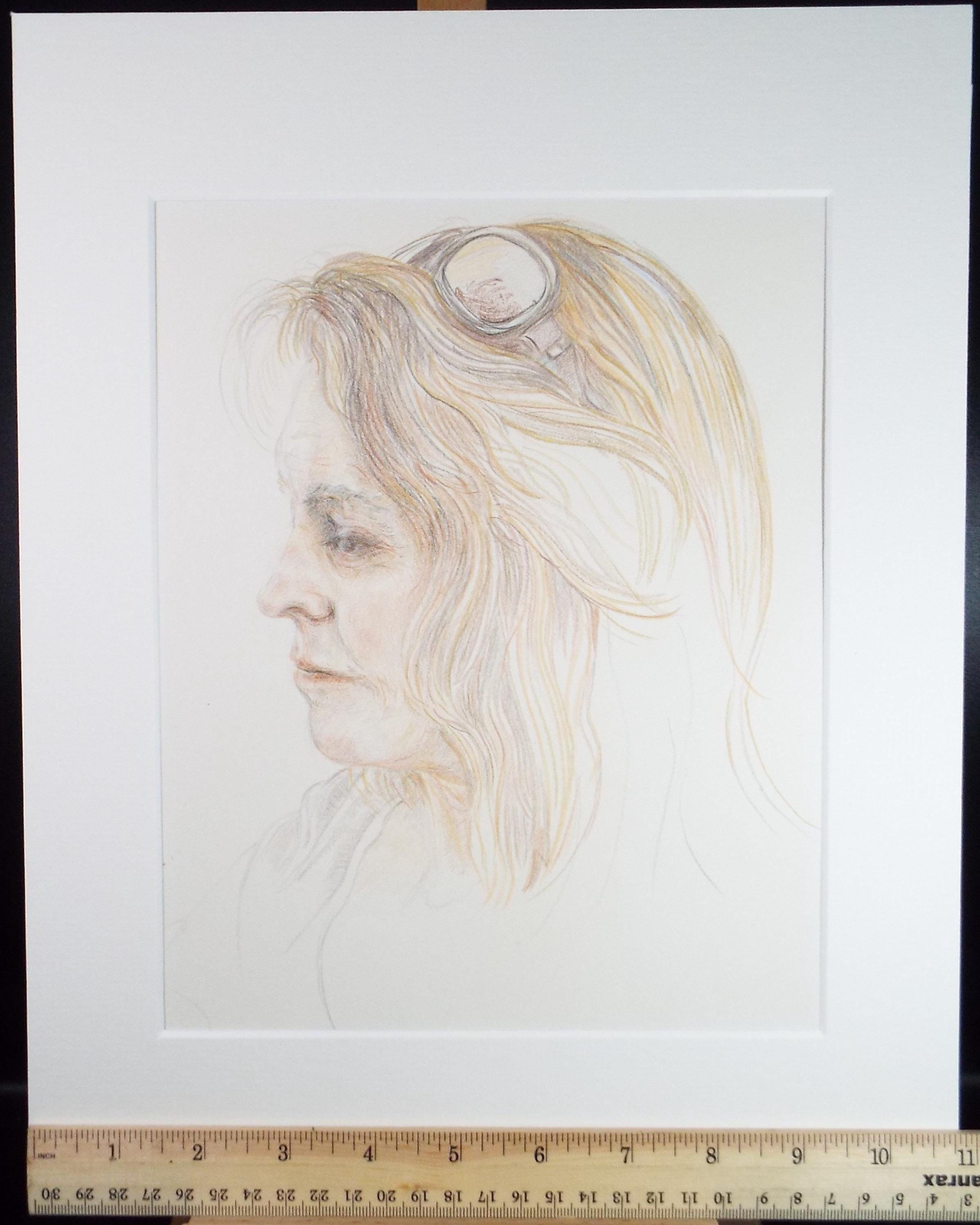 Original Pencil Drawing,'Portrait of a Woman', circa 1990's