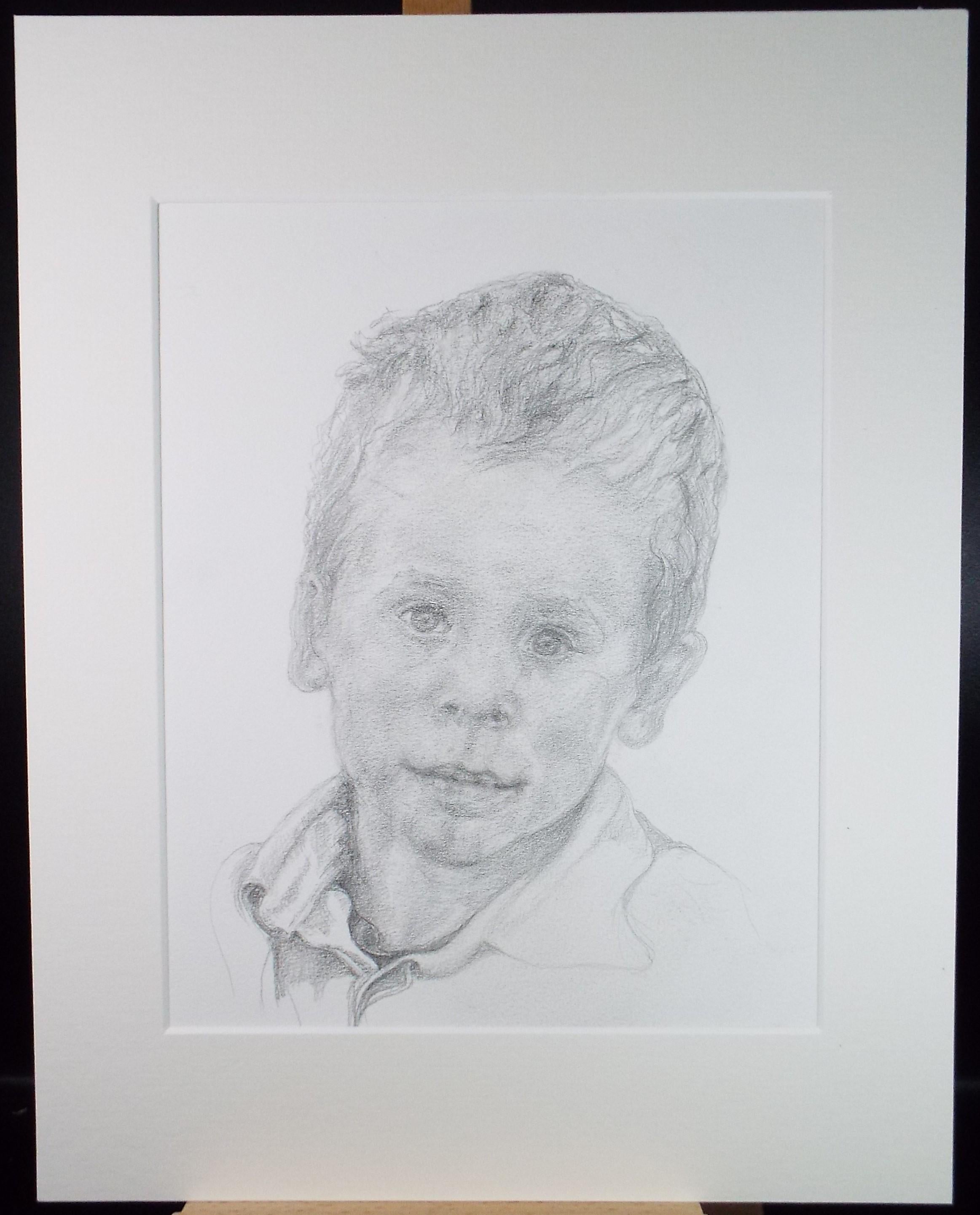 Original Pencil Sketch,'Portrait of a Young Boy', unknown Artist, Circa 1990's