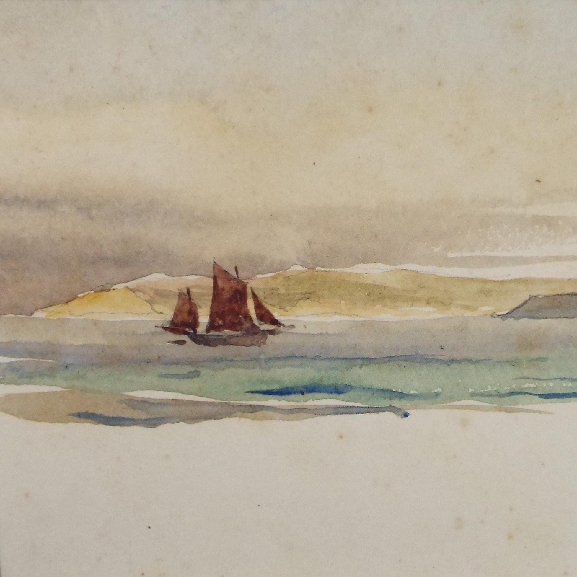 Original Watercolour, 'Arrived at Boulogne, Unknown Artist, dated 1905