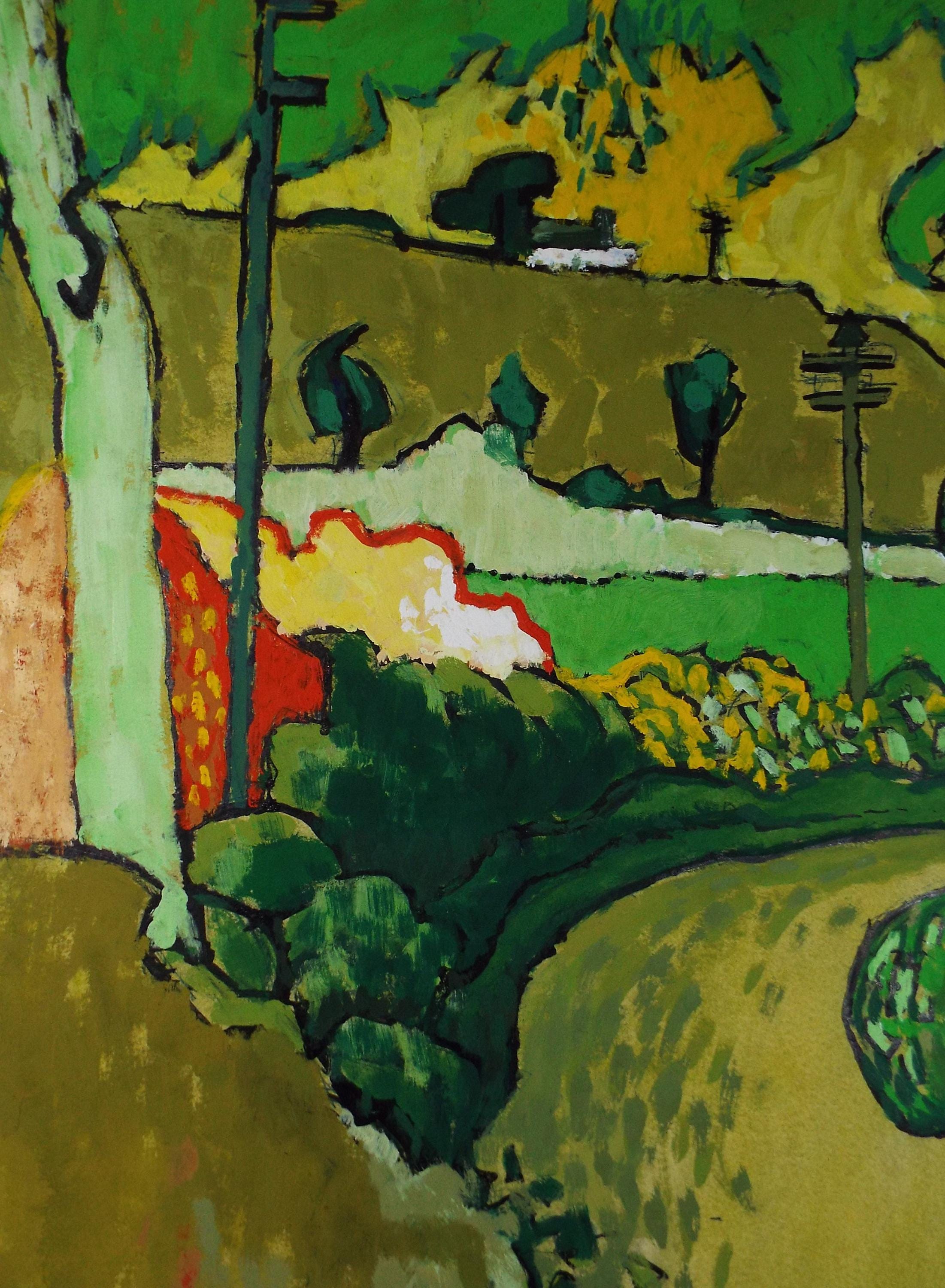 Original Watercolour & Gouache, 'Country Lane', Circa 1970's