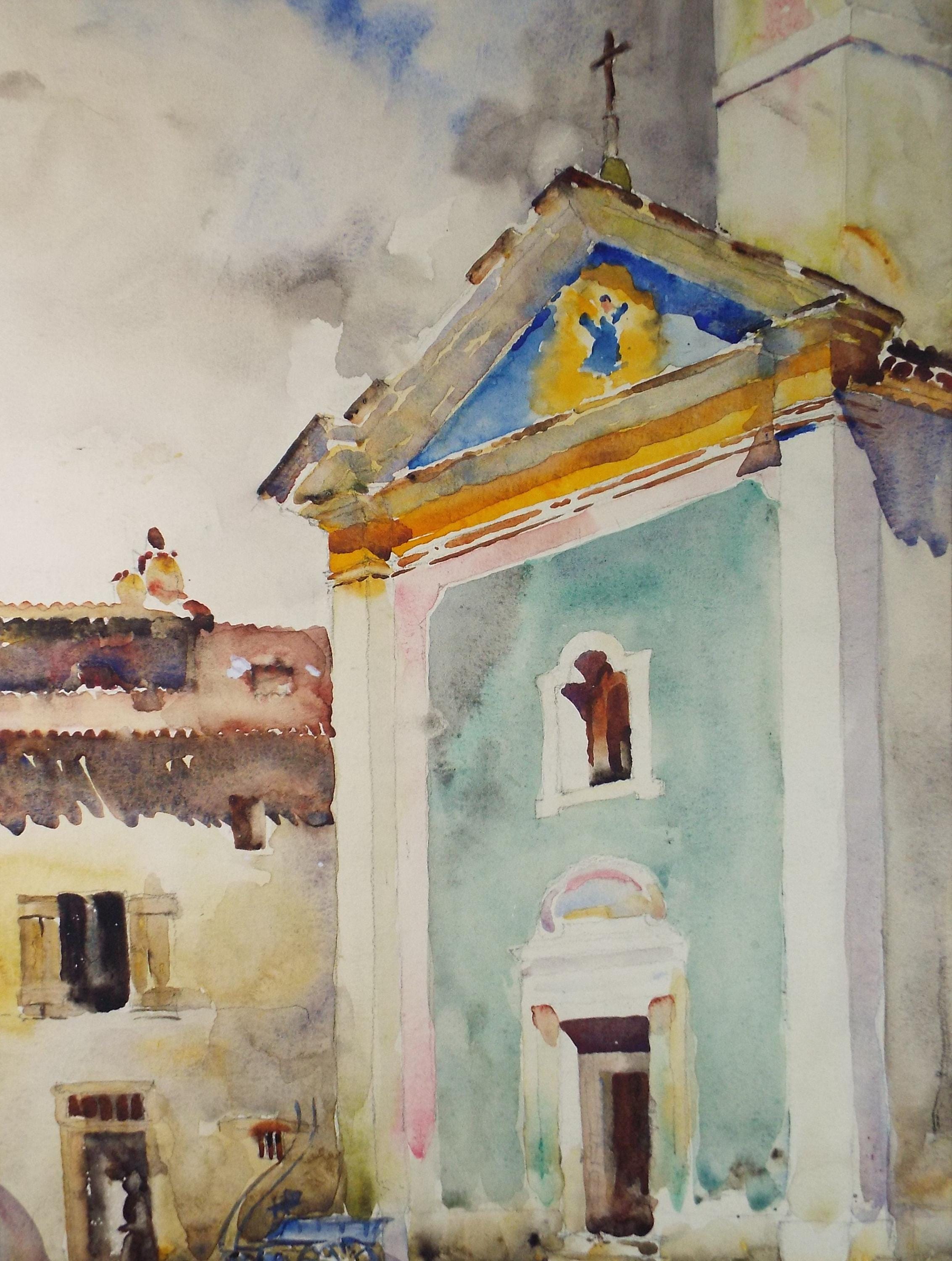 Original Watercolour, 'Church Study ',Unknown Artist, Circa 1930's