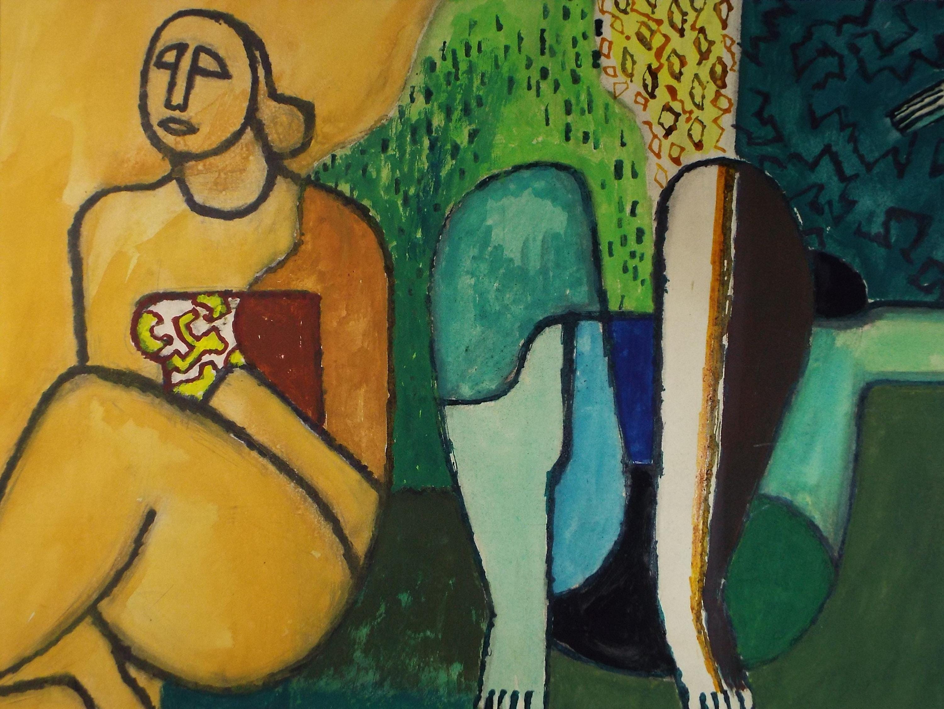 Original Gouache, 'Figure studies' , 20th Century French School, Circa 1970's