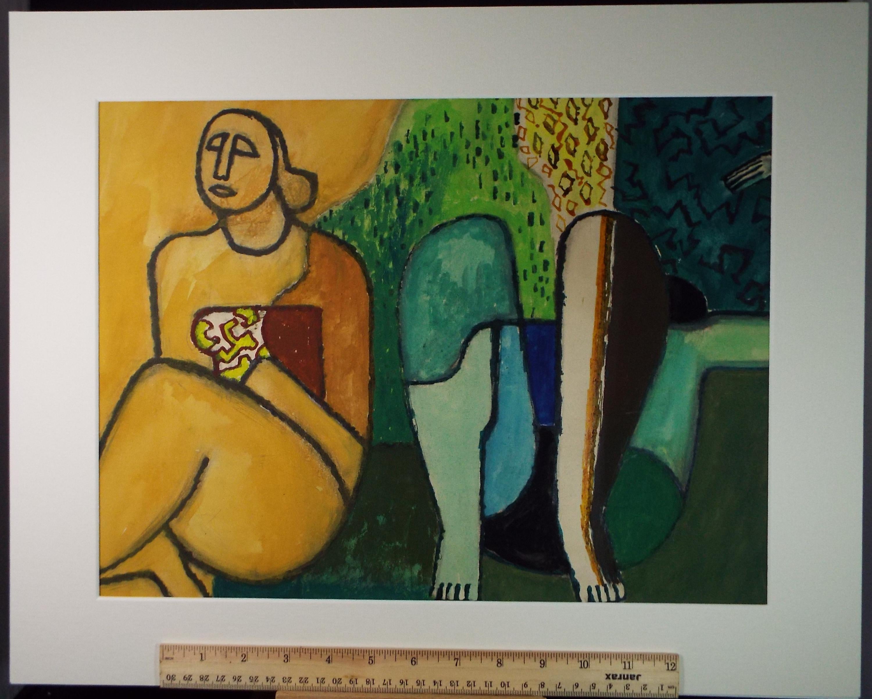 Original Gouache, 'Figure studies' , 20th Century French School, Circa 1970's