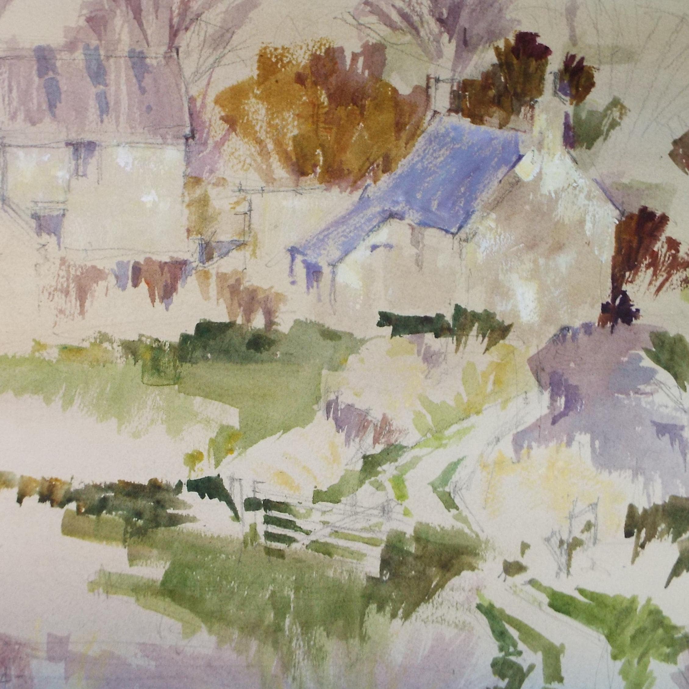 Original Watercolour , 'Village Study', Michael Cadman RI ARCI 1920 - 2012, 2004