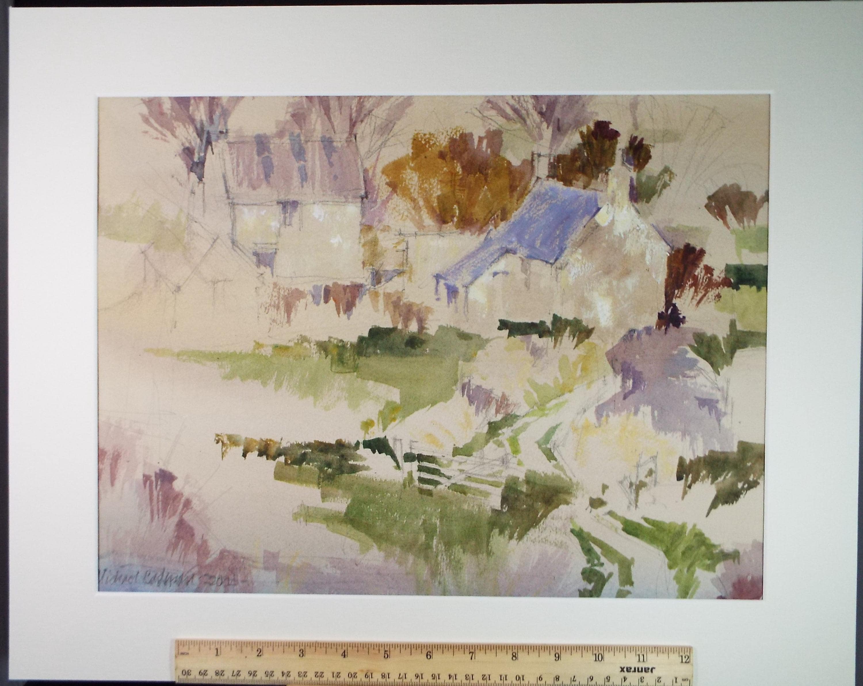 Original Watercolour , 'Village Study', Michael Cadman RI ARCI 1920 - 2012, 2004