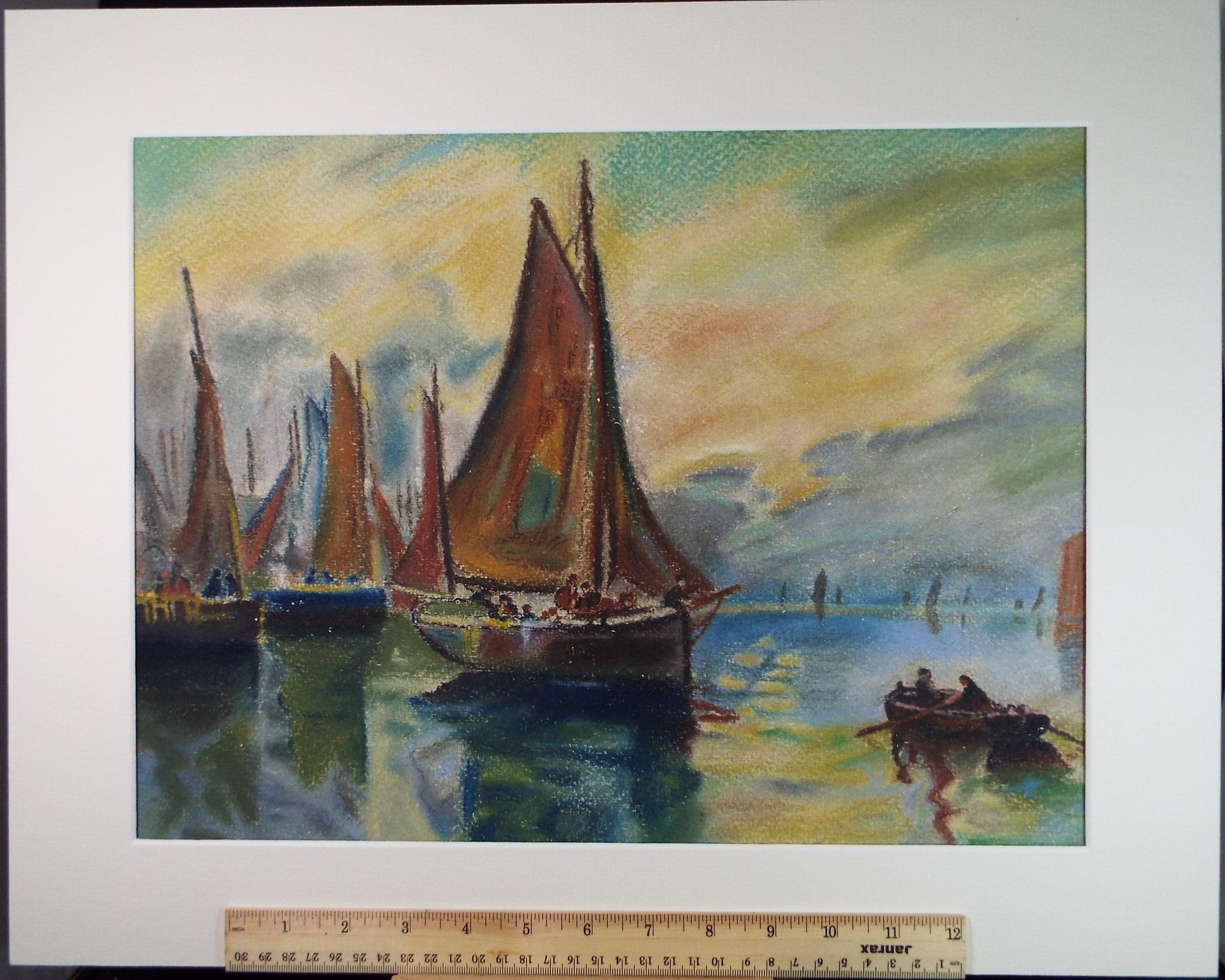 Original Watercolour & Gouache 'Sailing boats in Harbour', circa 1970's