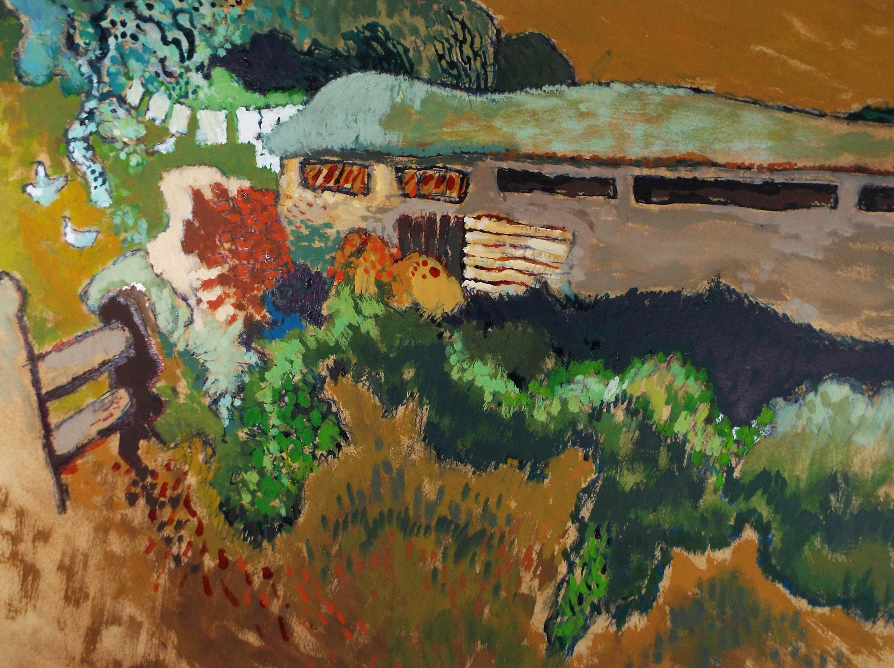 Original Watercolour & Gouache, 'The Farmstead', Circa 1970's