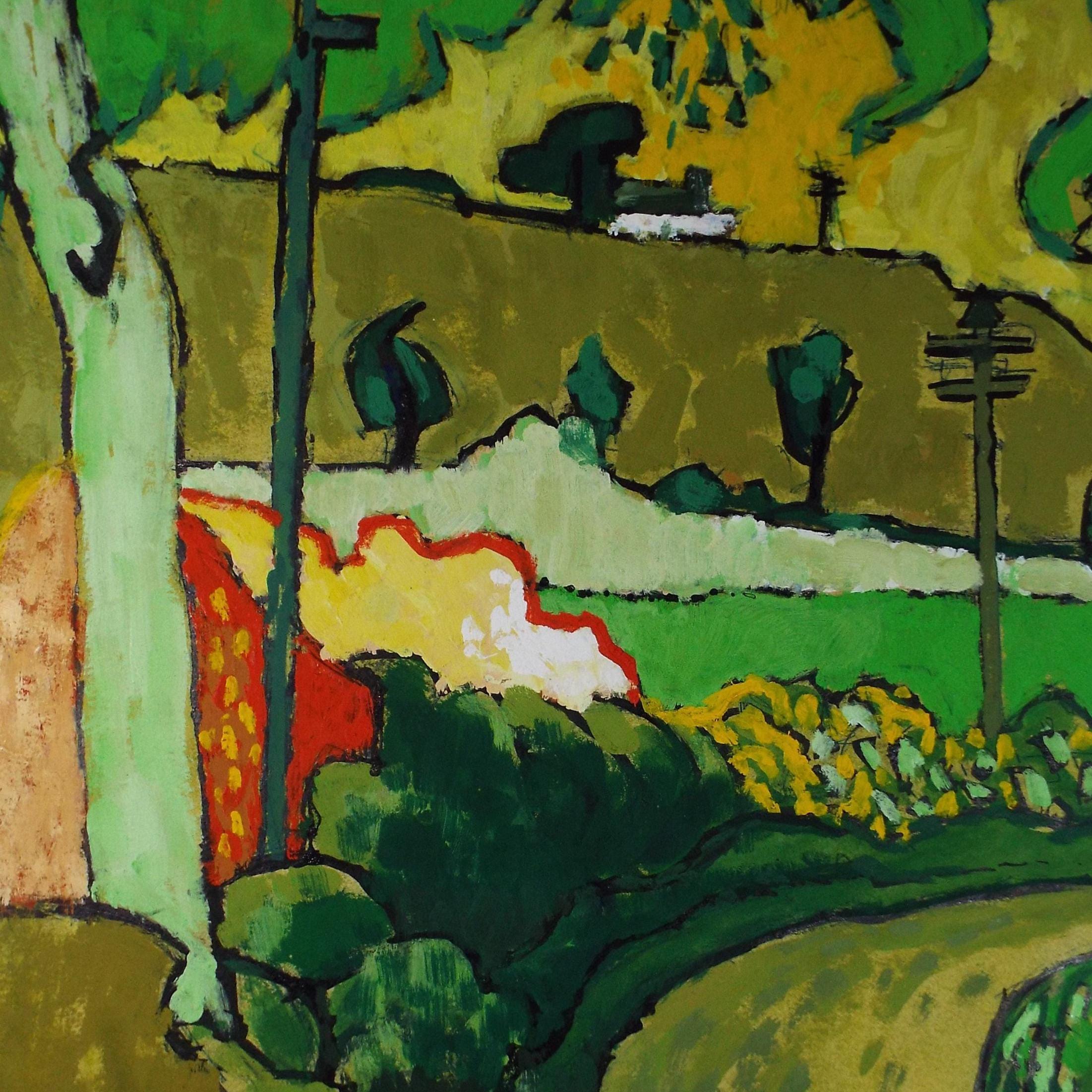 Original Watercolour & Gouache, 'Country Lane', Circa 1970's