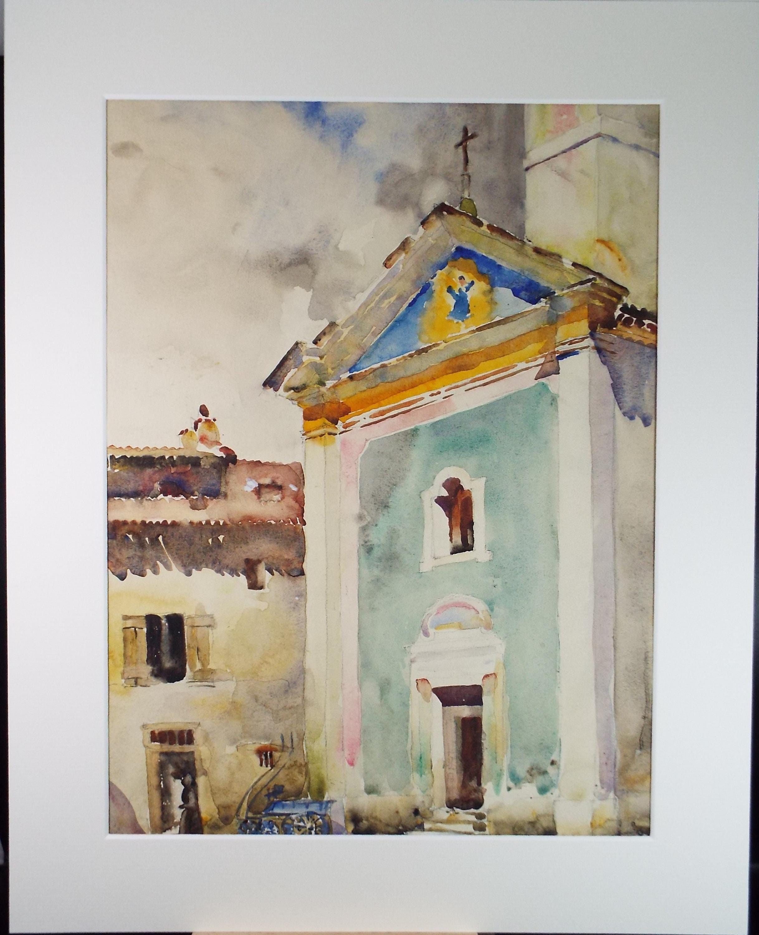 Original Watercolour, 'Church Study ',Unknown Artist, Circa 1930's