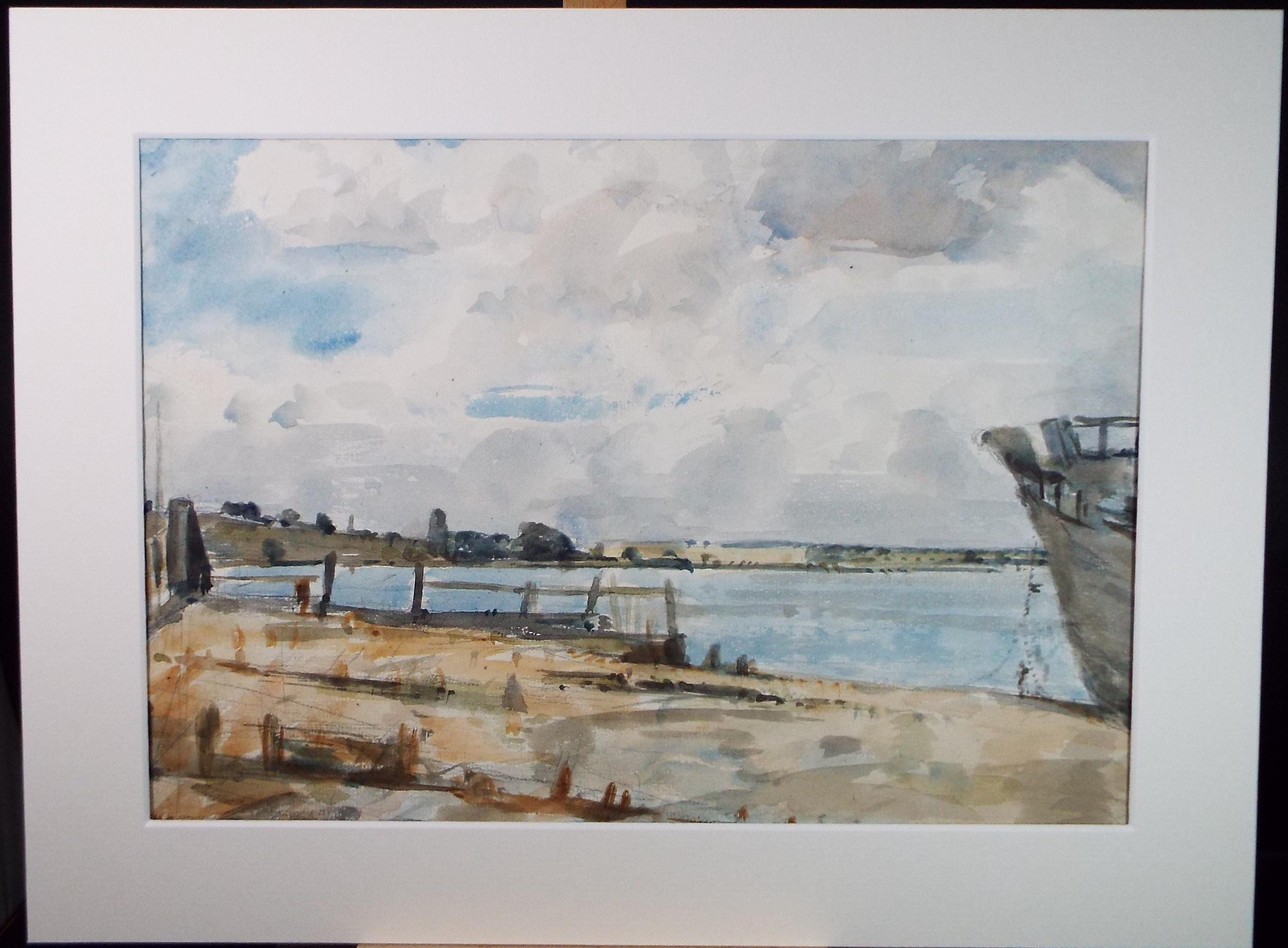 Original Watercolour, The Quayside', A E Borthwick (1871-1955), circa 1940's