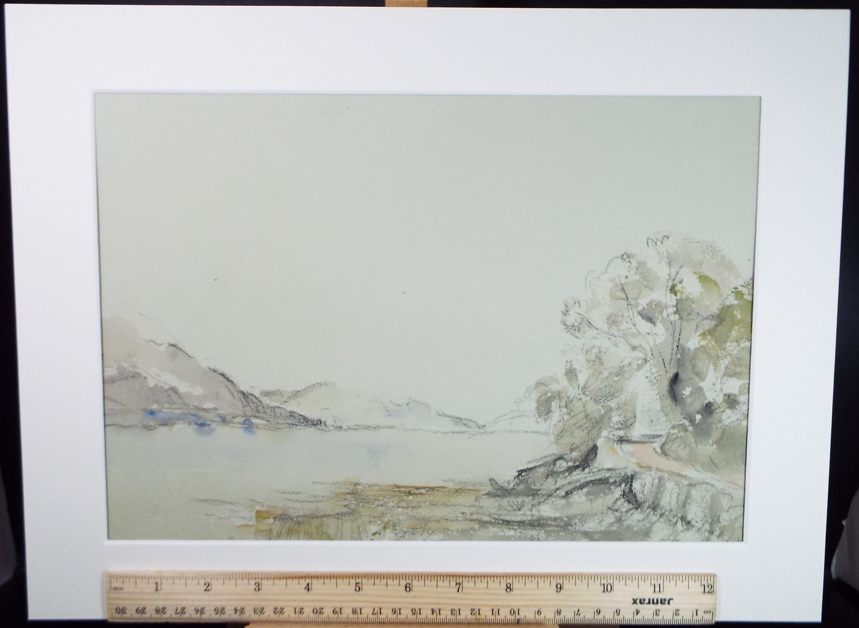 Original Watercolour, 'Lake view', David Muirhead (1867-1930), circa 1920's