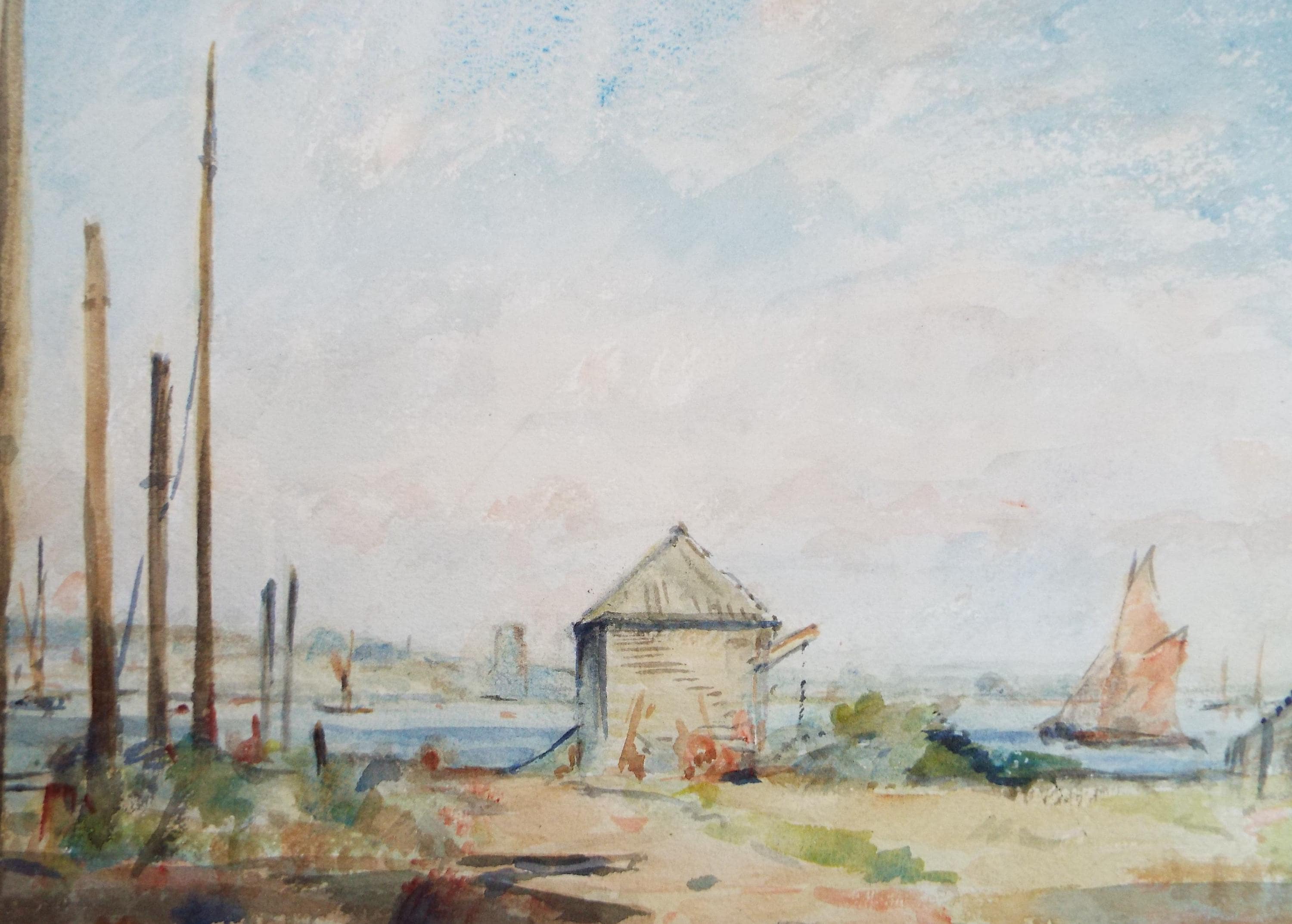 Original Watercolour, 'Sailing Boats', A E Borthwick (1871-1955), circa 1940's