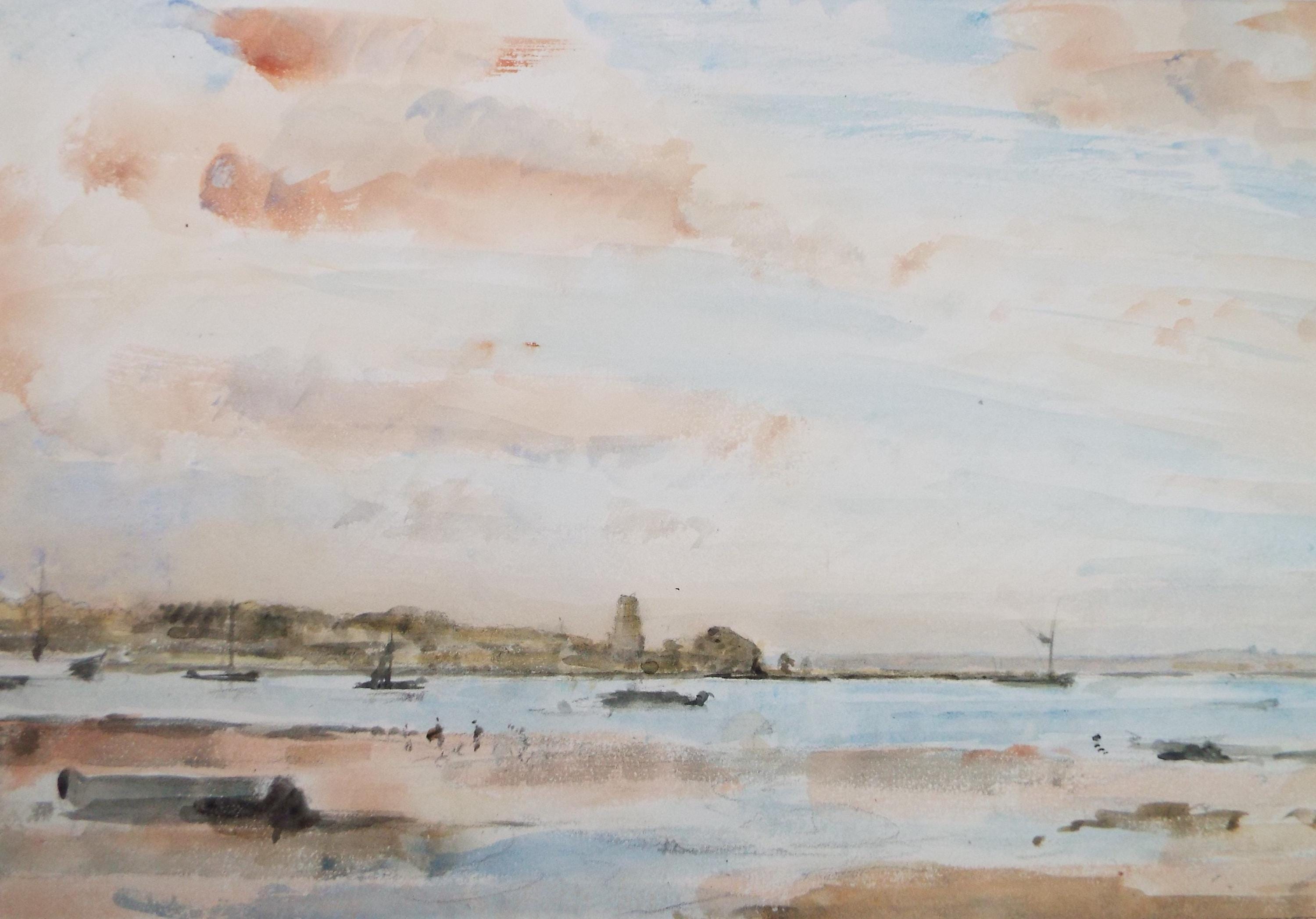 Watercolour, 'River Estuary', David Muirhead (1867-1930), circa 1910