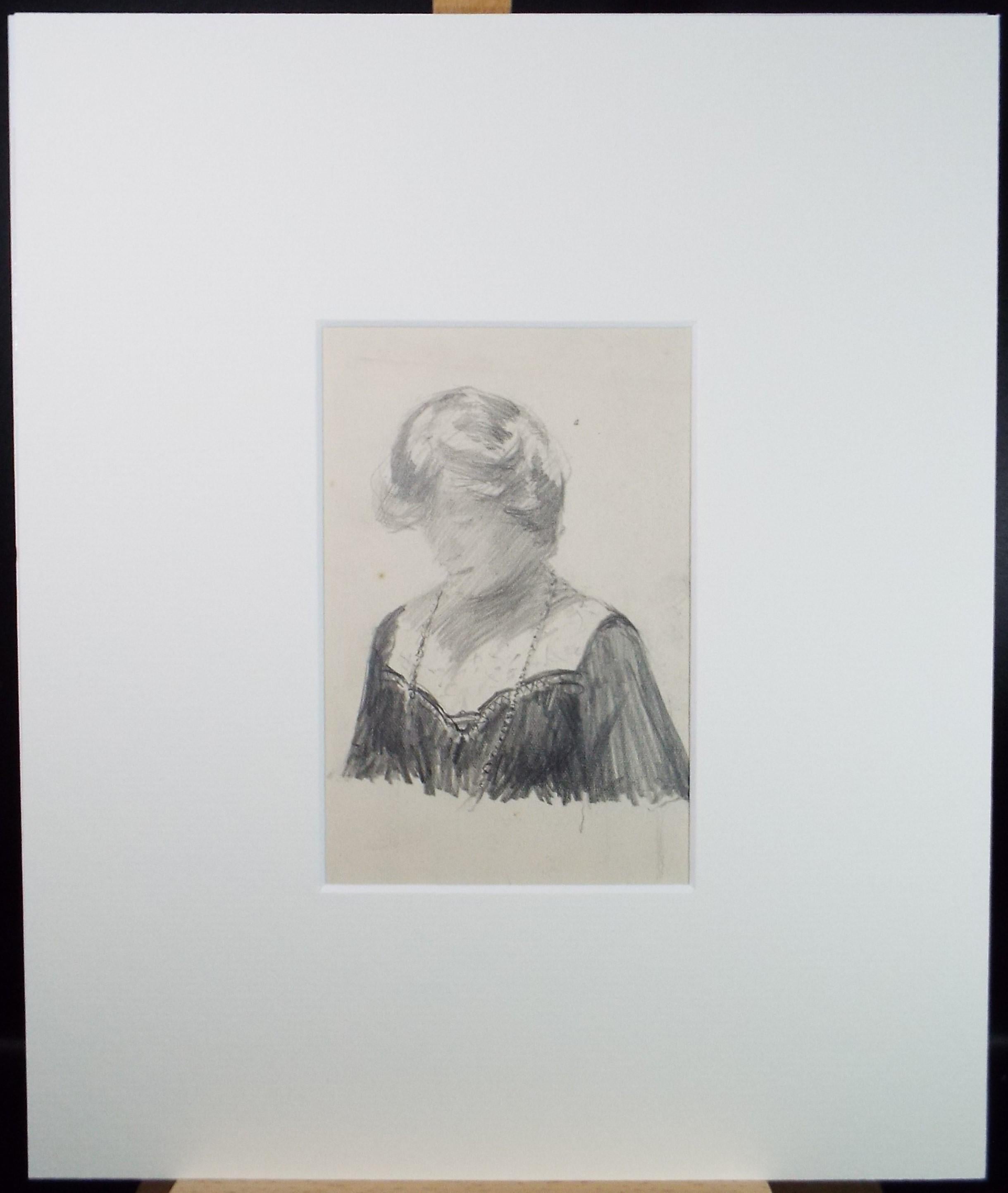 Original Pencil Sketch, 'Study of an elegant woman' , Dated 1905