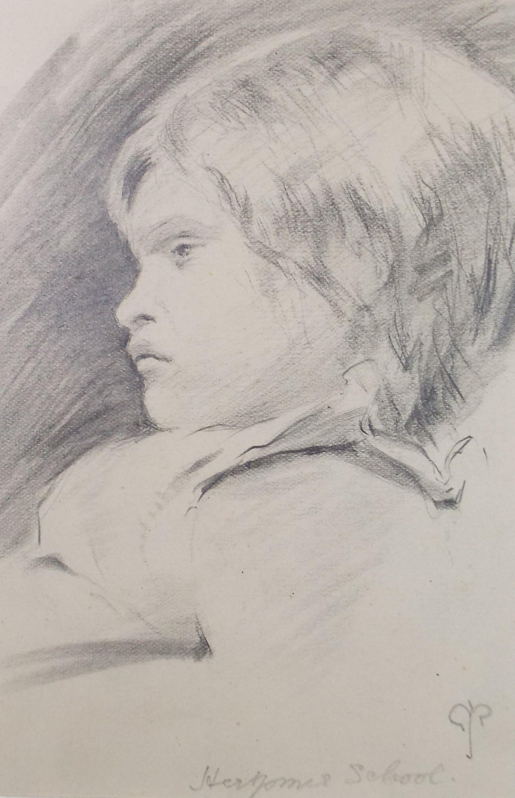 Original Pencil on Paper, 'Portrait of a Girl', circa 1900, artist unknown
