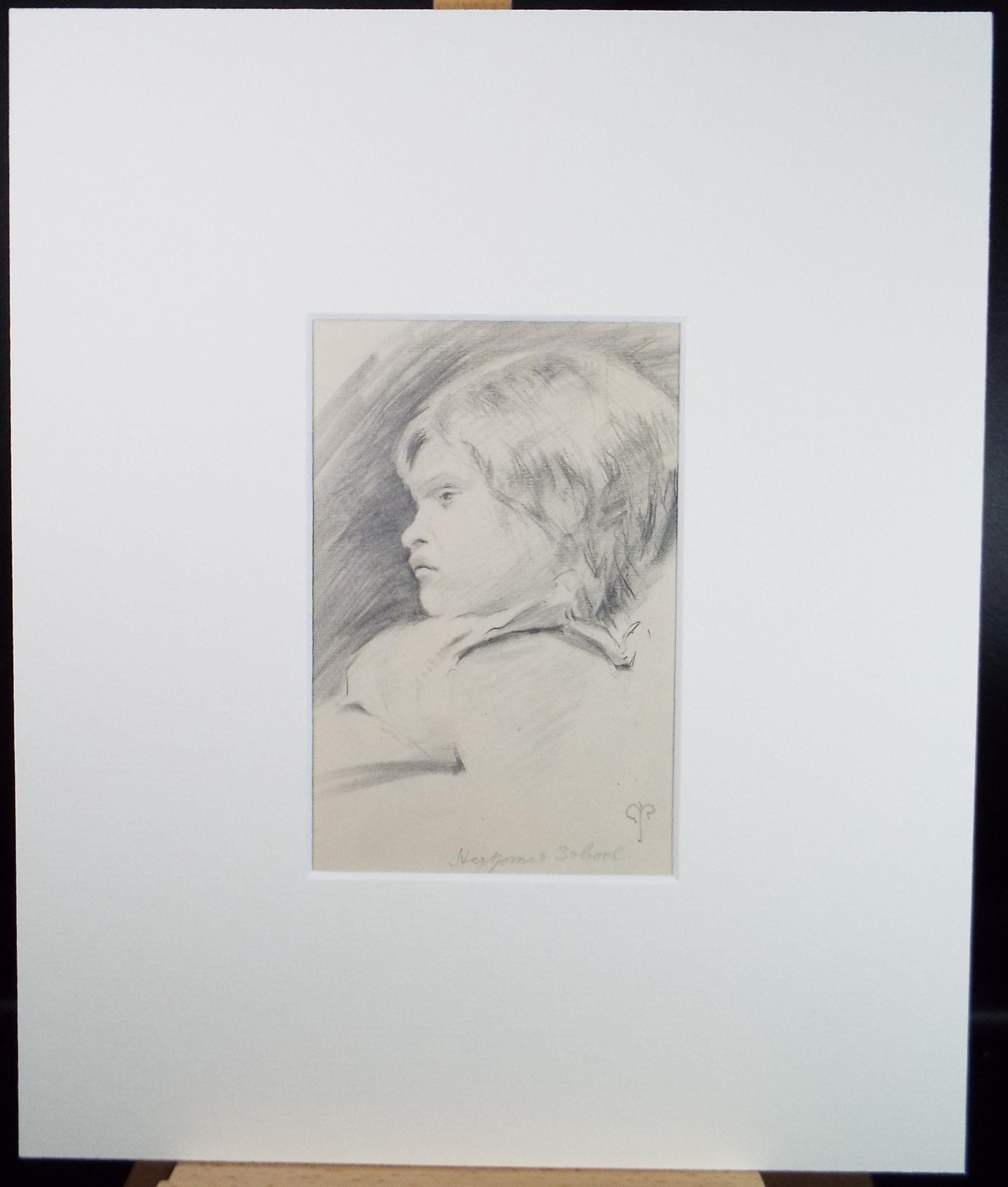 Original Pencil on Paper, 'Portrait of a Girl', circa 1900, artist unknown
