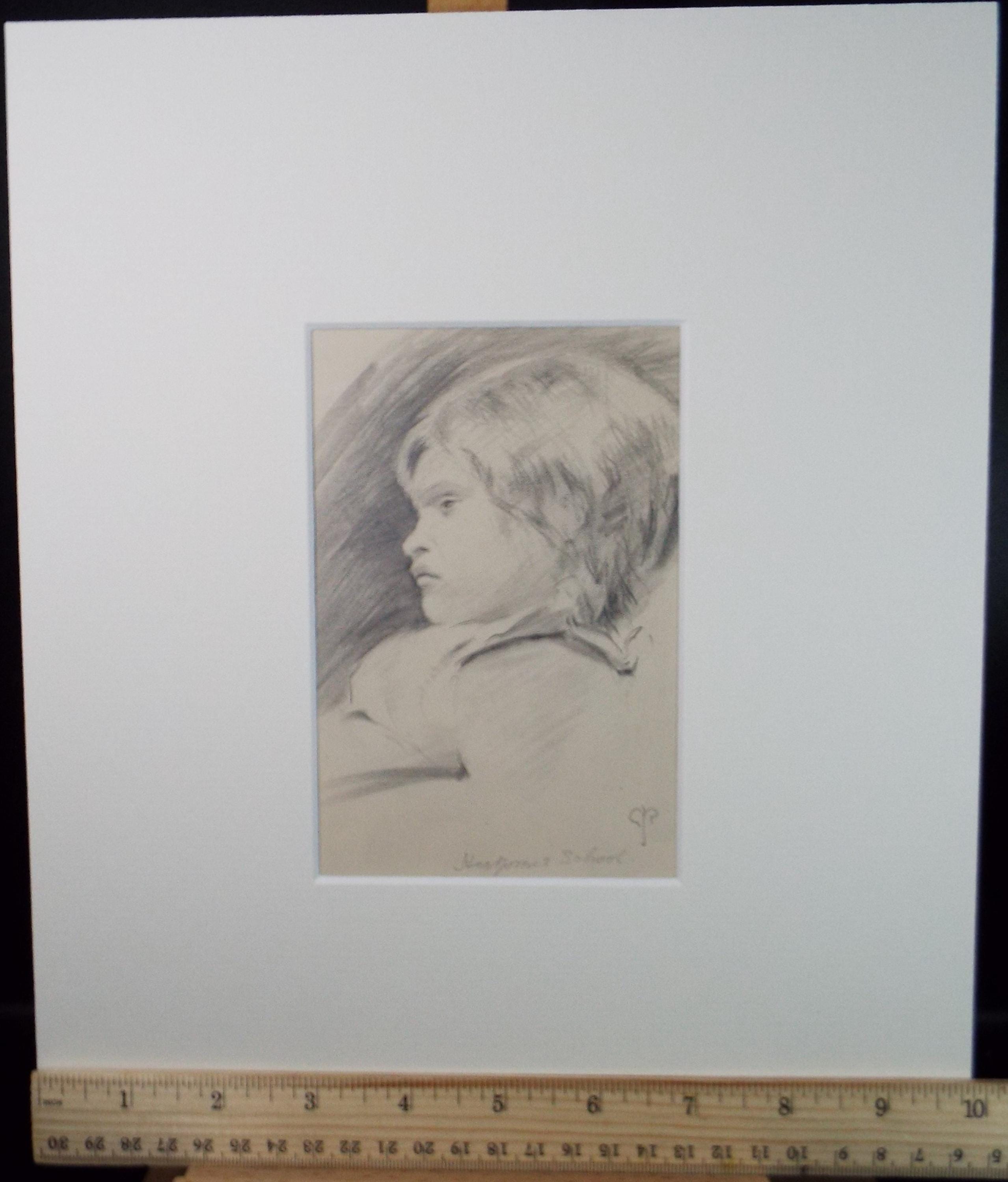 Original Pencil on Paper, 'Portrait of a Girl', circa 1900, artist unknown