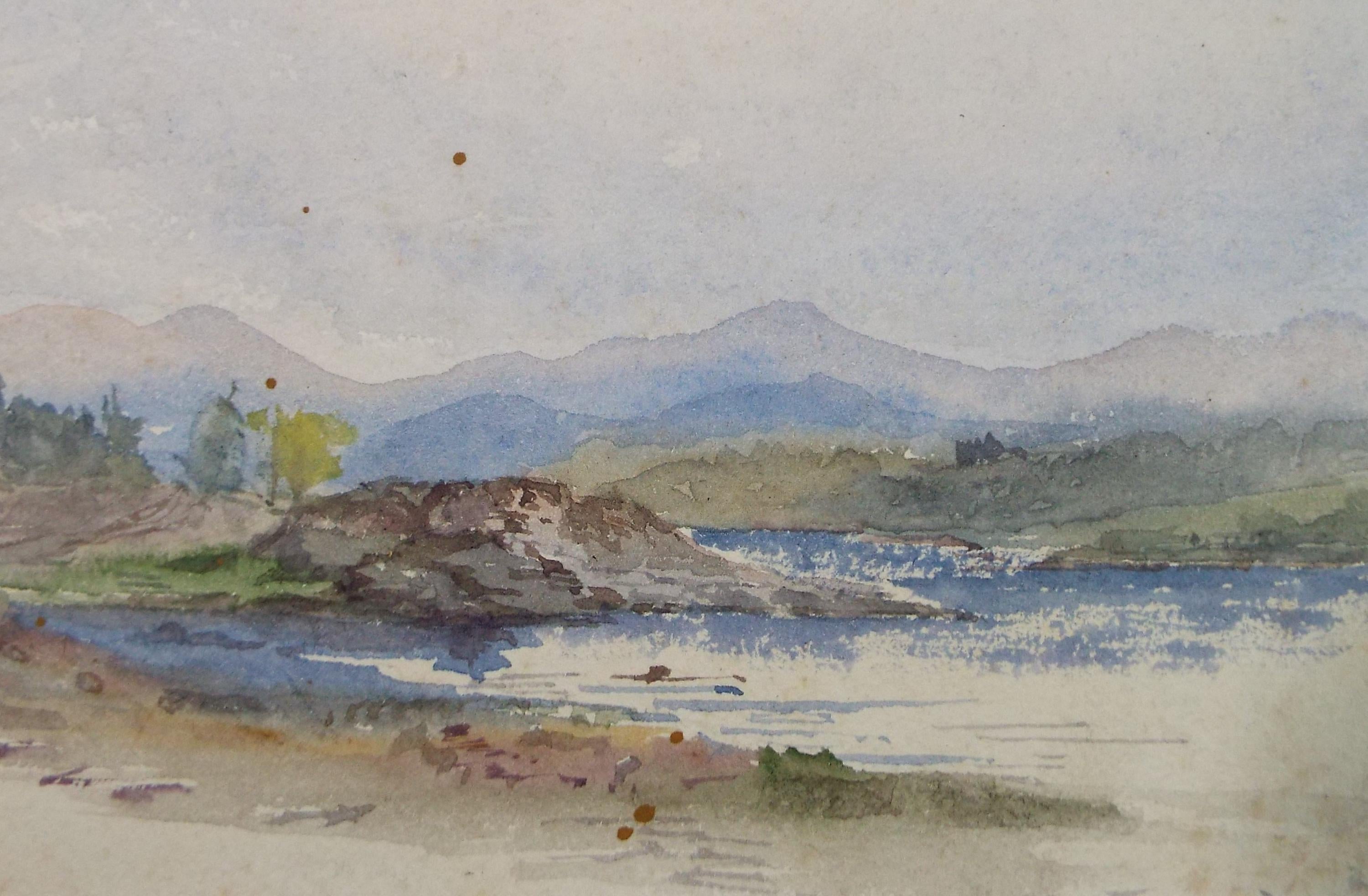 Original Watercolour, 'Coast with distant hills', Circa 1890
