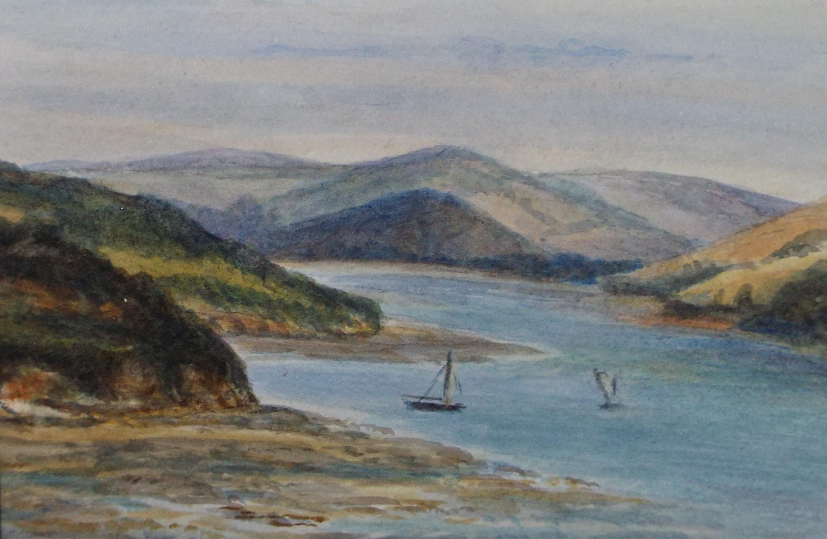 Original Watercolour, 'Boats on a Lake', Circa 1890, unknown artist
