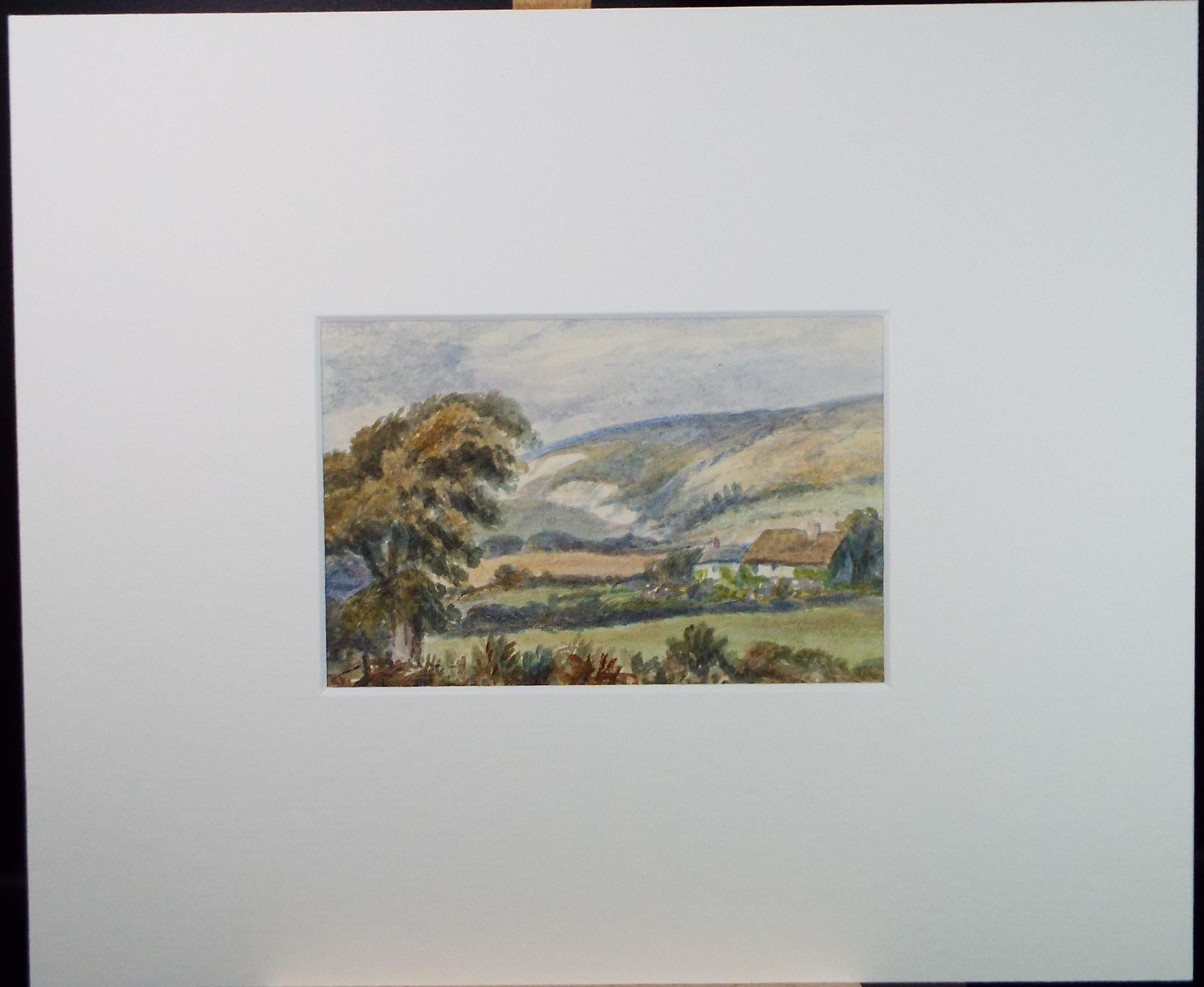 Original Watercolour on Paper, 'Farmstead in a Valley', Circa 1890