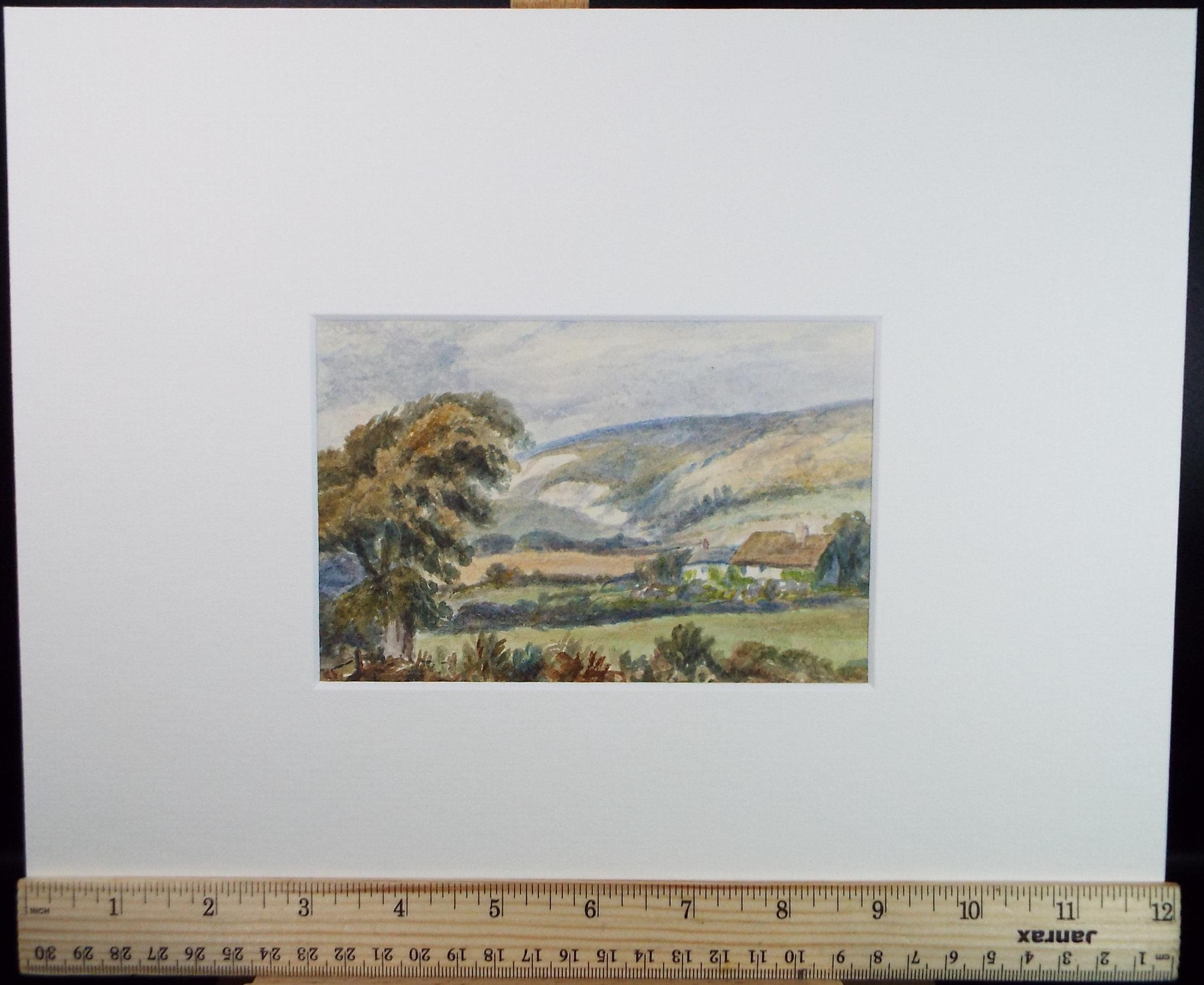Original Watercolour on Paper, 'Farmstead in a Valley', Circa 1890