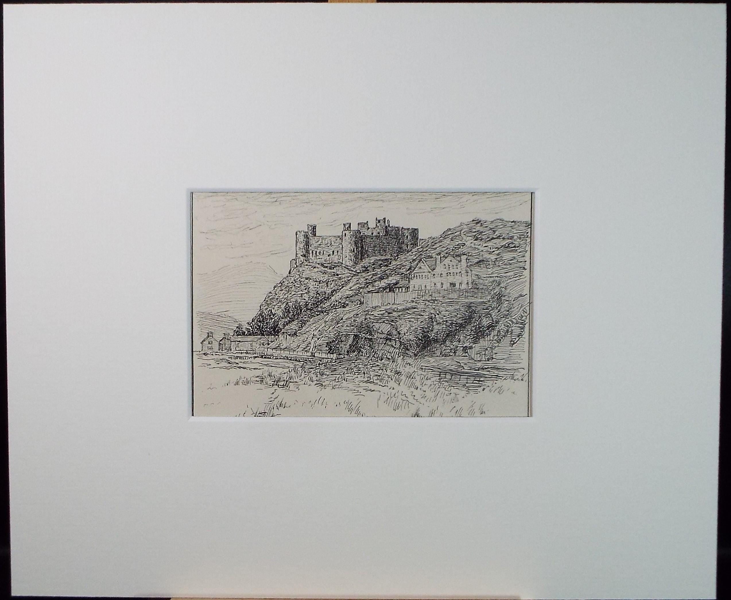Original Pen & ink Sketch, 'Harlech Castle', S A Southern, Dated 1909