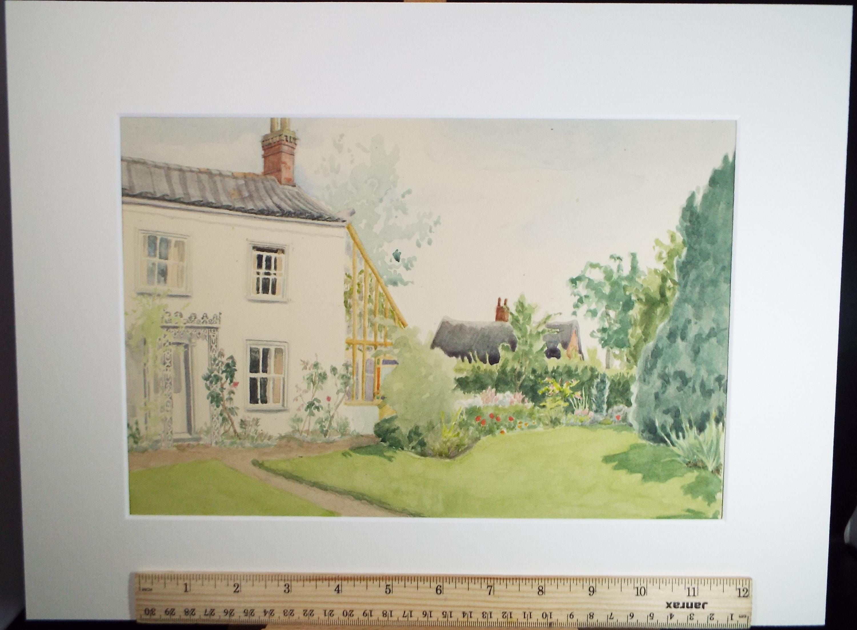 Original Watercolour,'Cottage Garden', Pauline Plummer (b1933), Circa 1950's