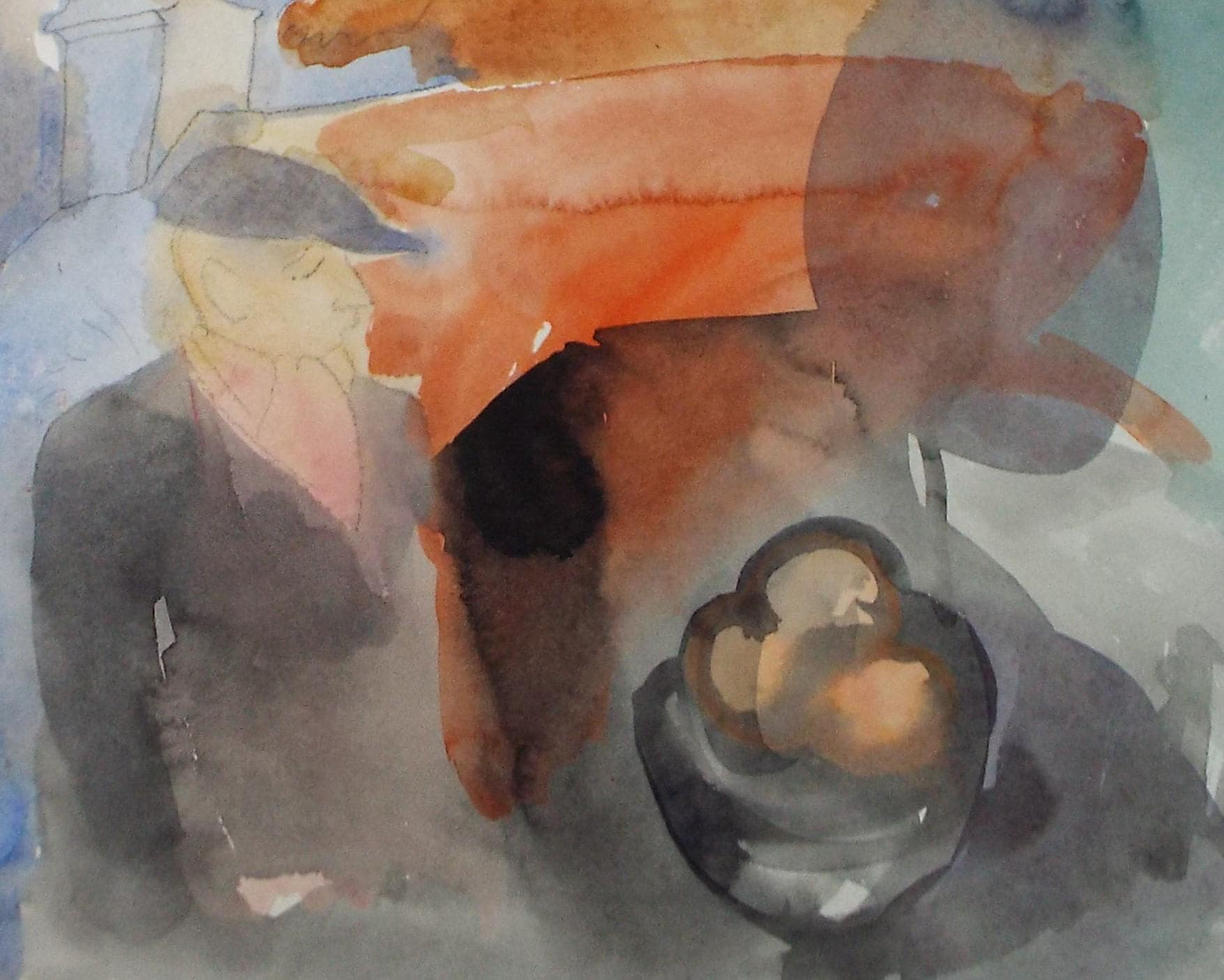 Original Watercolour, Figure & Building' c1950's - William D Clyne (1922-1981)