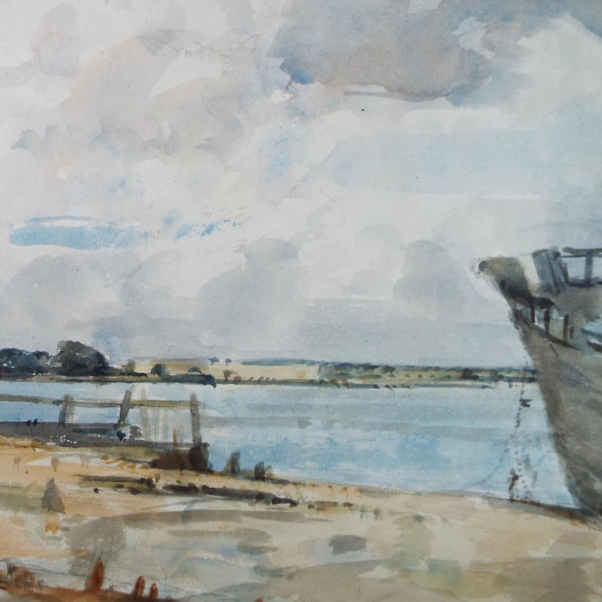 Original Watercolour, The Quayside', A E Borthwick (1871-1955), circa 1940's