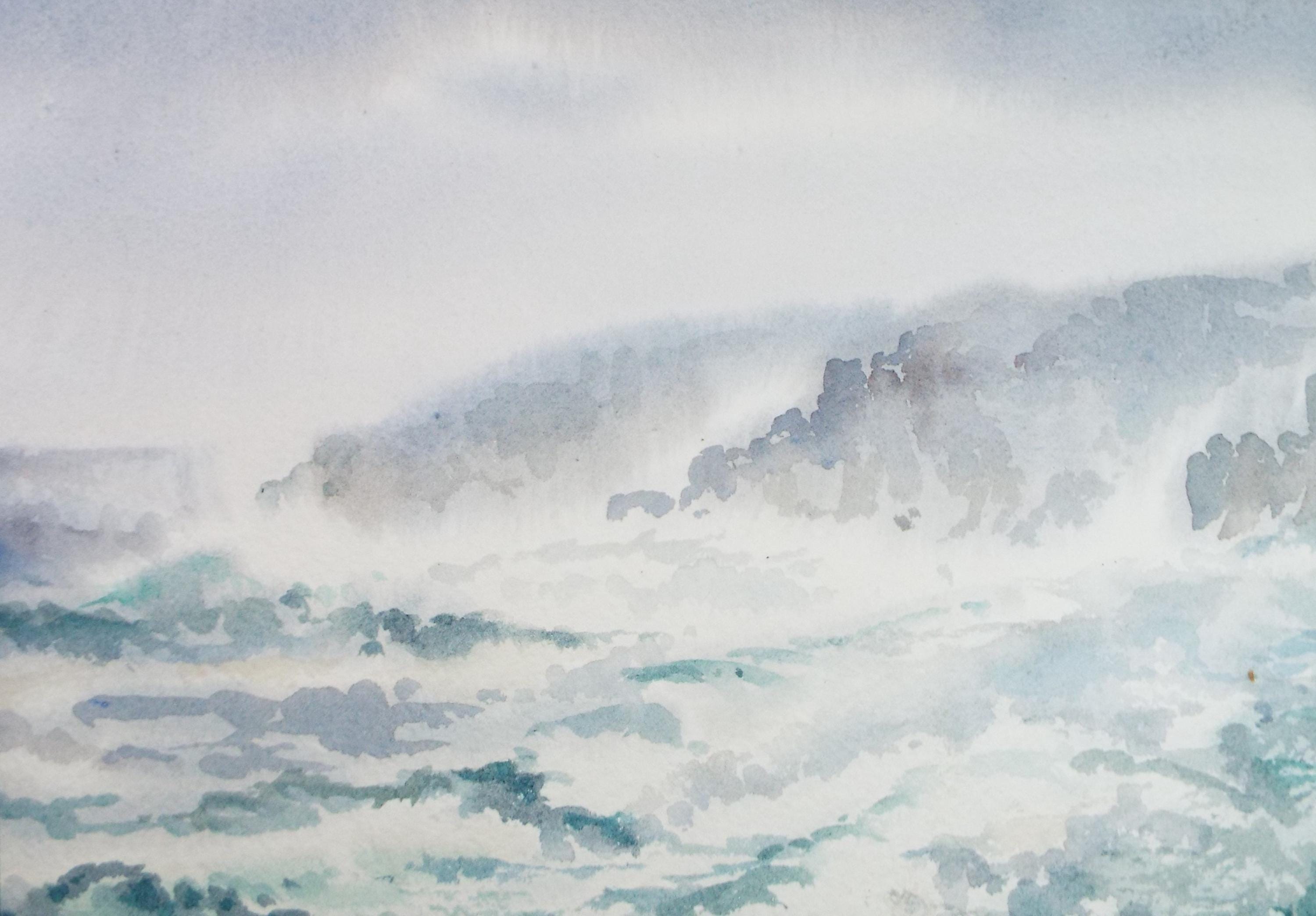 Original Watercolour, 'Stormy Sea', Gwen Rayner, c1970's