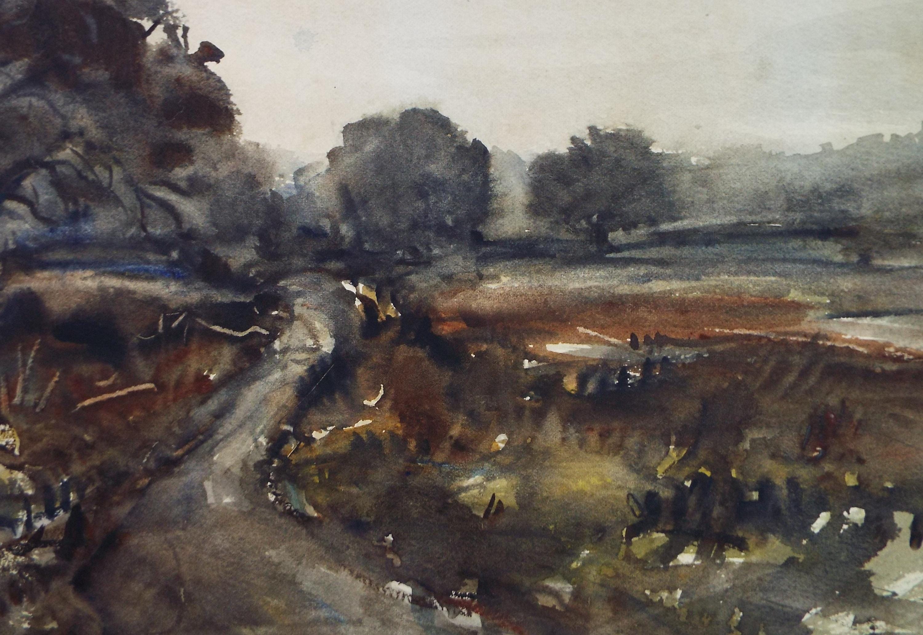 Original Watercolour Heathland Landscape Painting - Circa 1990s