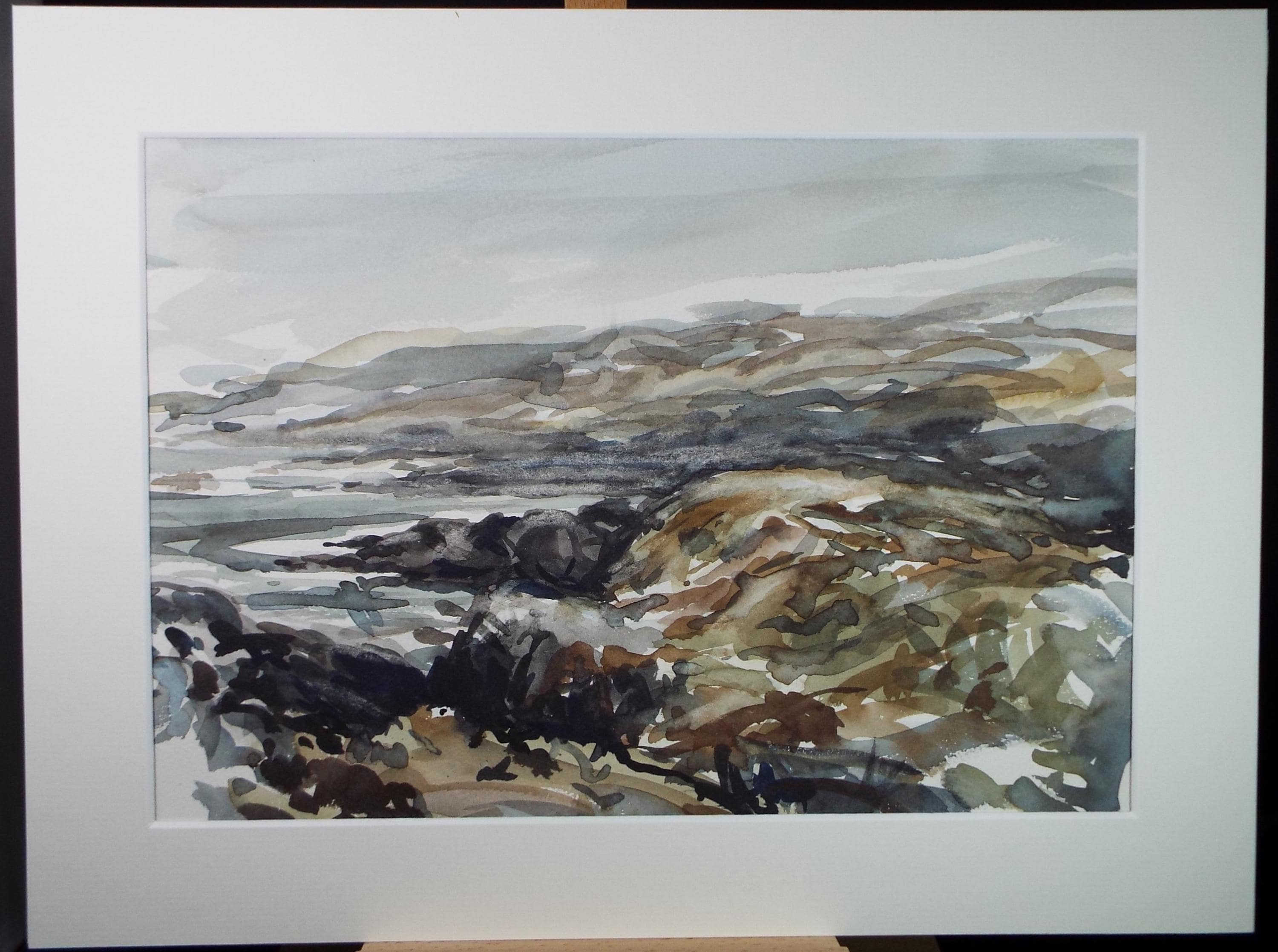 Original Watercolour, 'Rocky Coast', artist unknown, circa 1990's