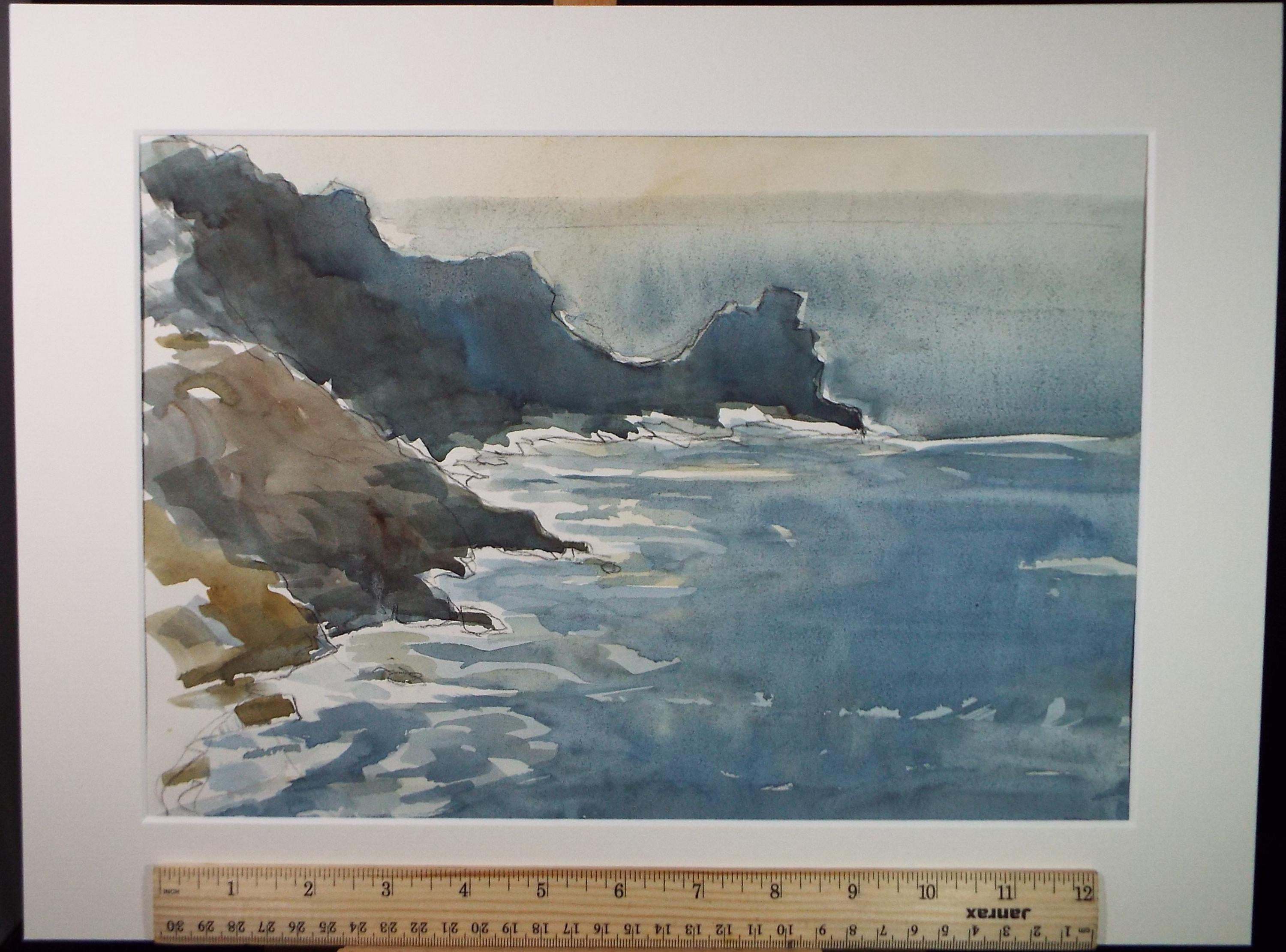 Original Watercolour, 'Coastal Landscape', artist unknown, circa 1990's