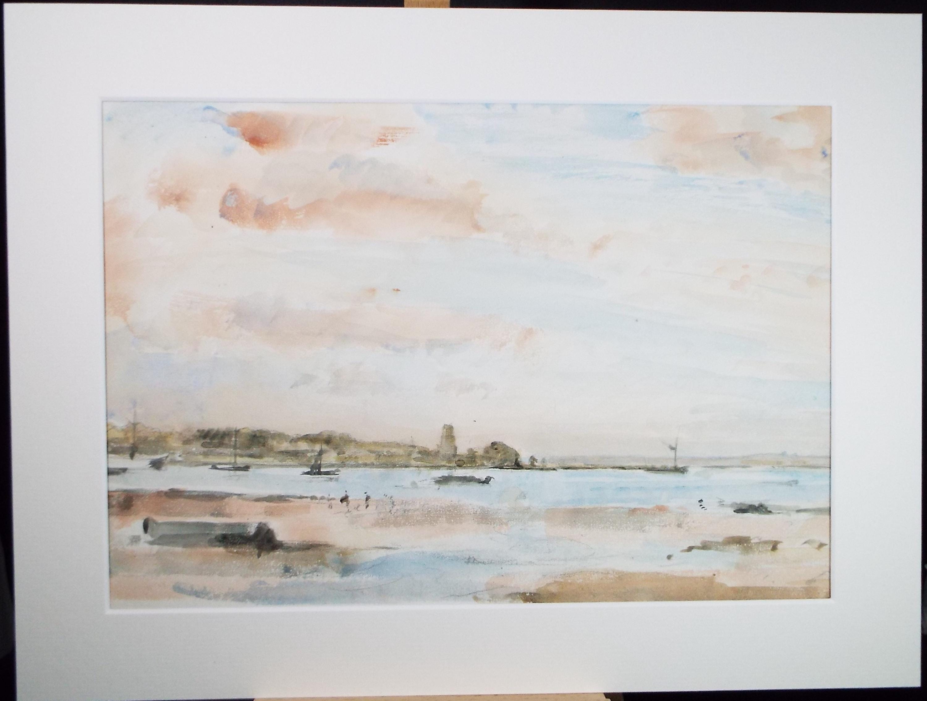 Watercolour, 'River Estuary', David Muirhead (1867-1930), circa 1910