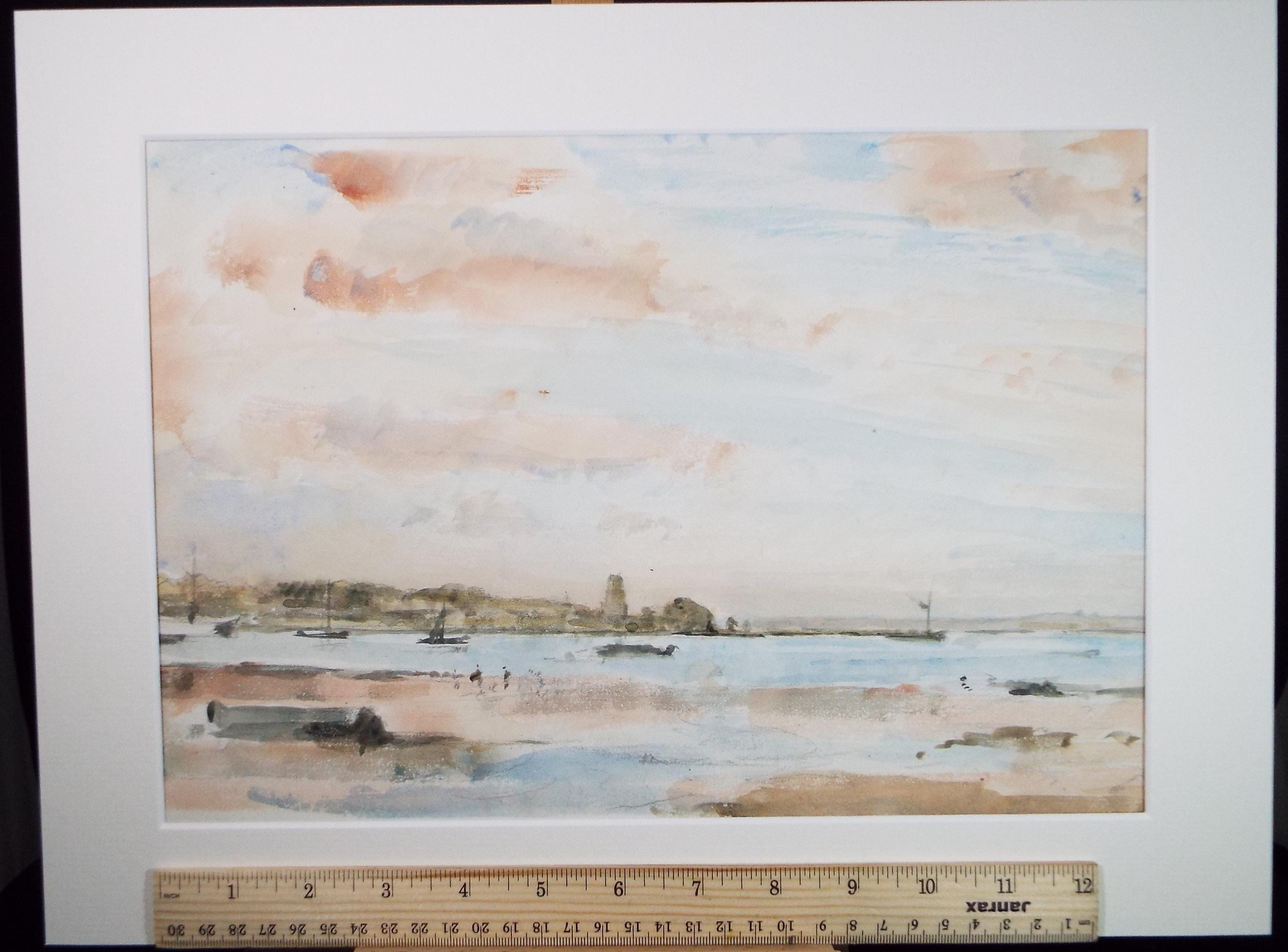 Watercolour, 'River Estuary', David Muirhead (1867-1930), circa 1910