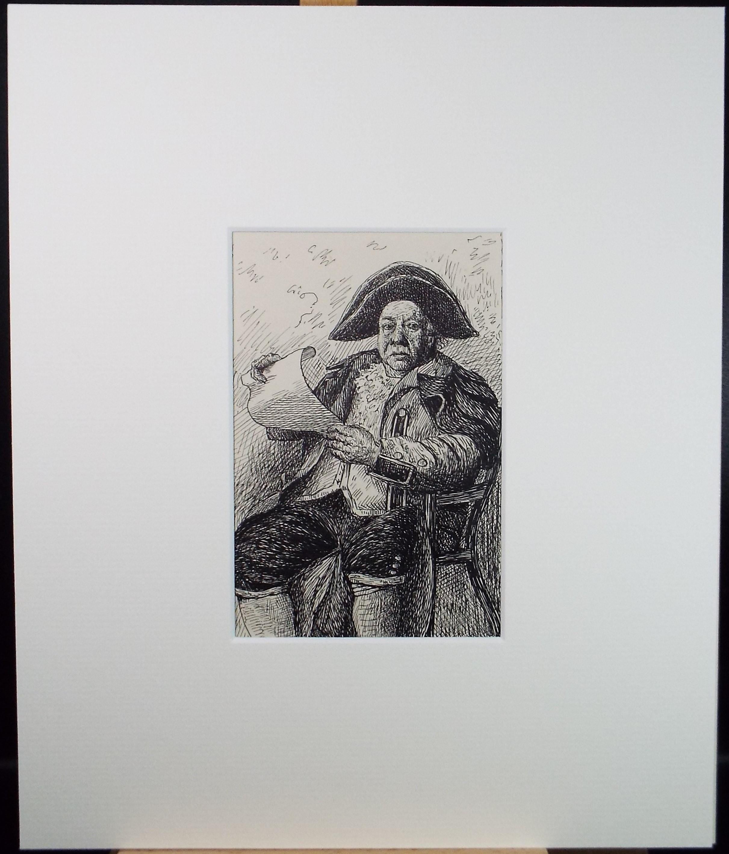 Original Pen & Ink drawing, 'Town Crier', S A Southern, Circa 1900