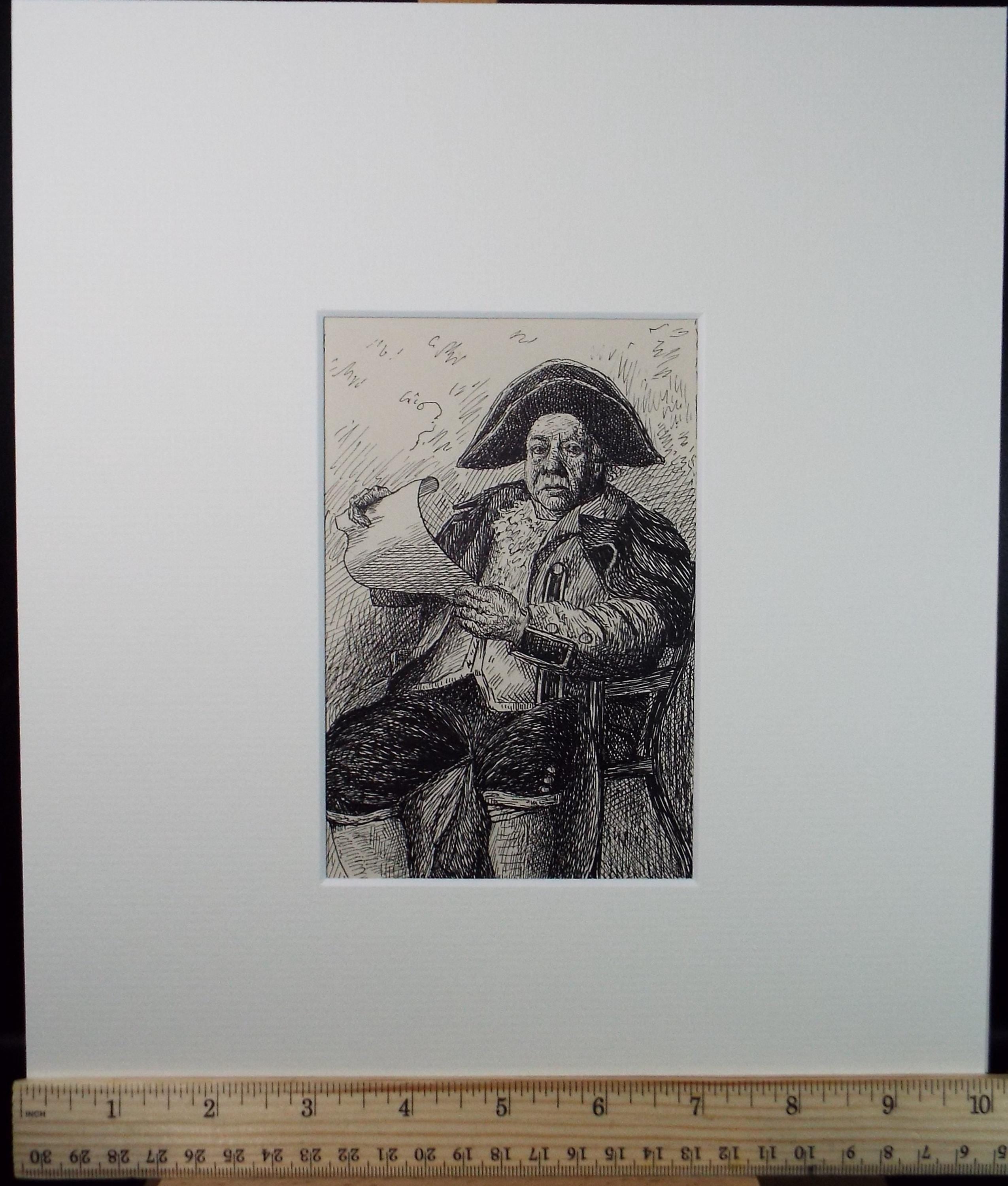 Original Pen & Ink drawing, 'Town Crier', S A Southern, Circa 1900