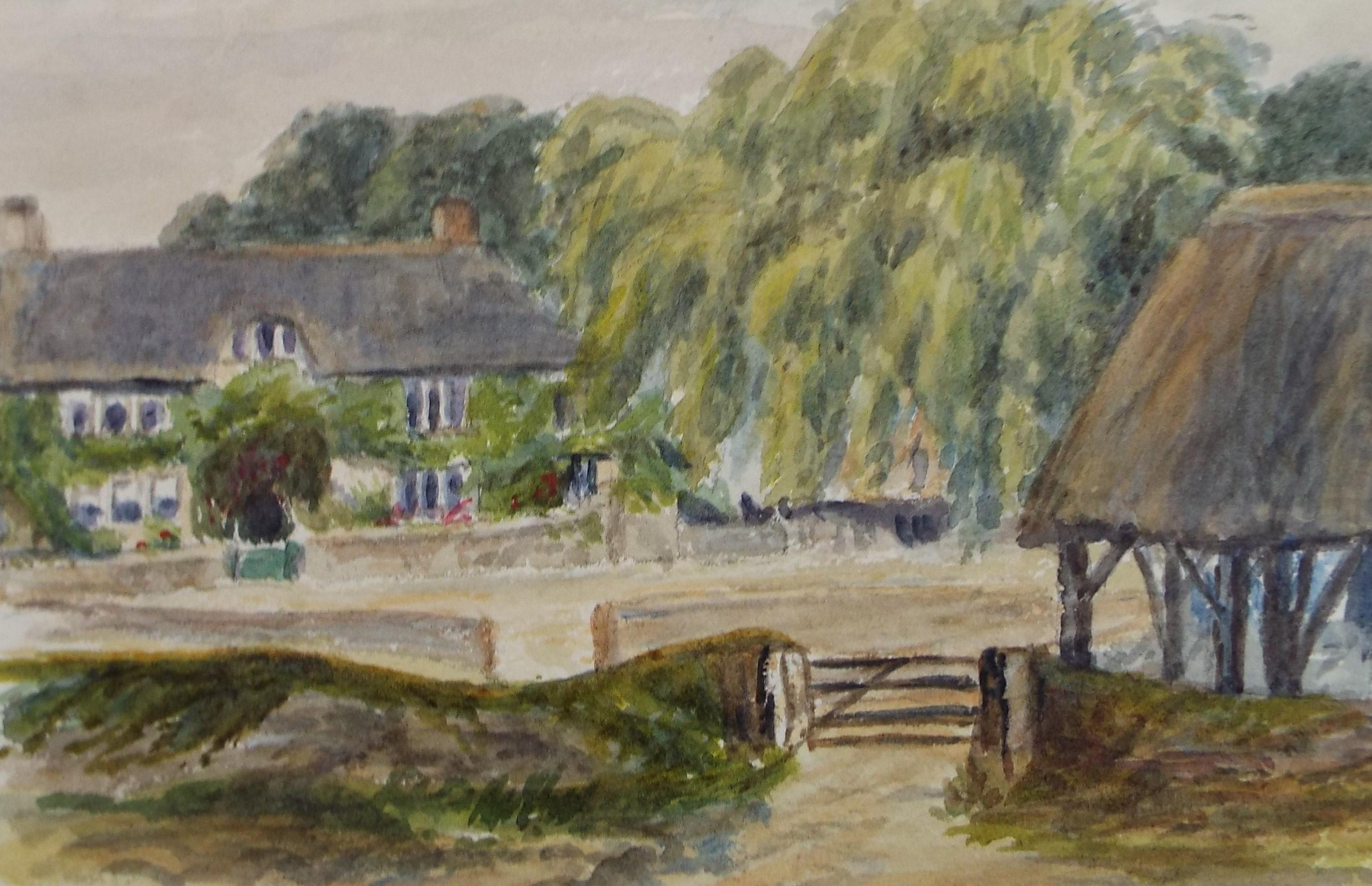 Original Watercolour, 'Village Farmhouse', Circa 1890 , Artist Unknown