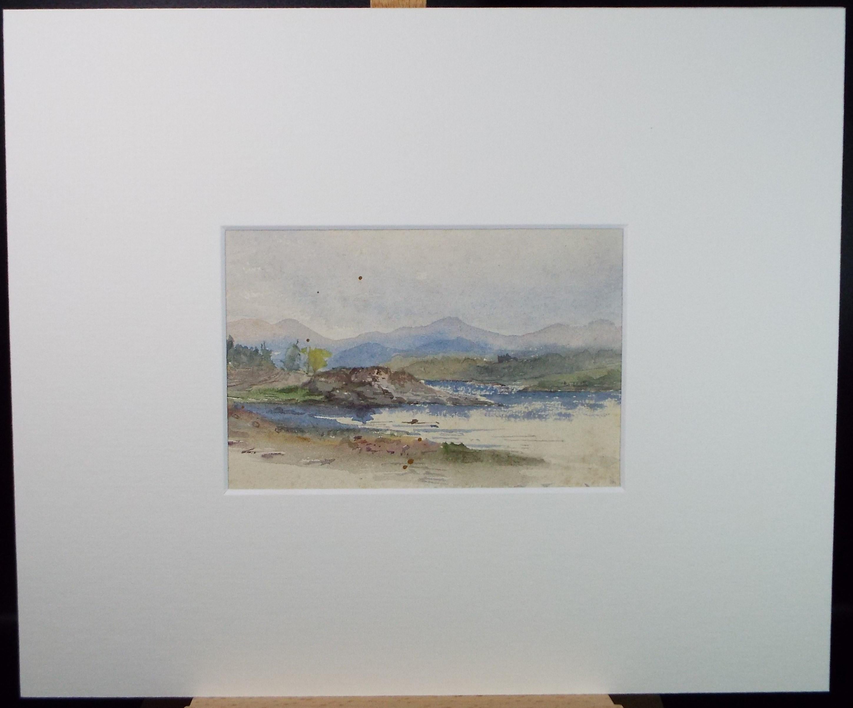 Original Watercolour, 'Coast with distant hills', Circa 1890